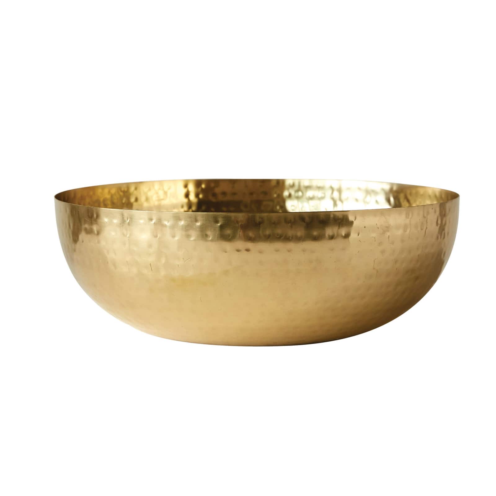Hello Honey® 14" Gold Finish Round Hammered Metal Bowl