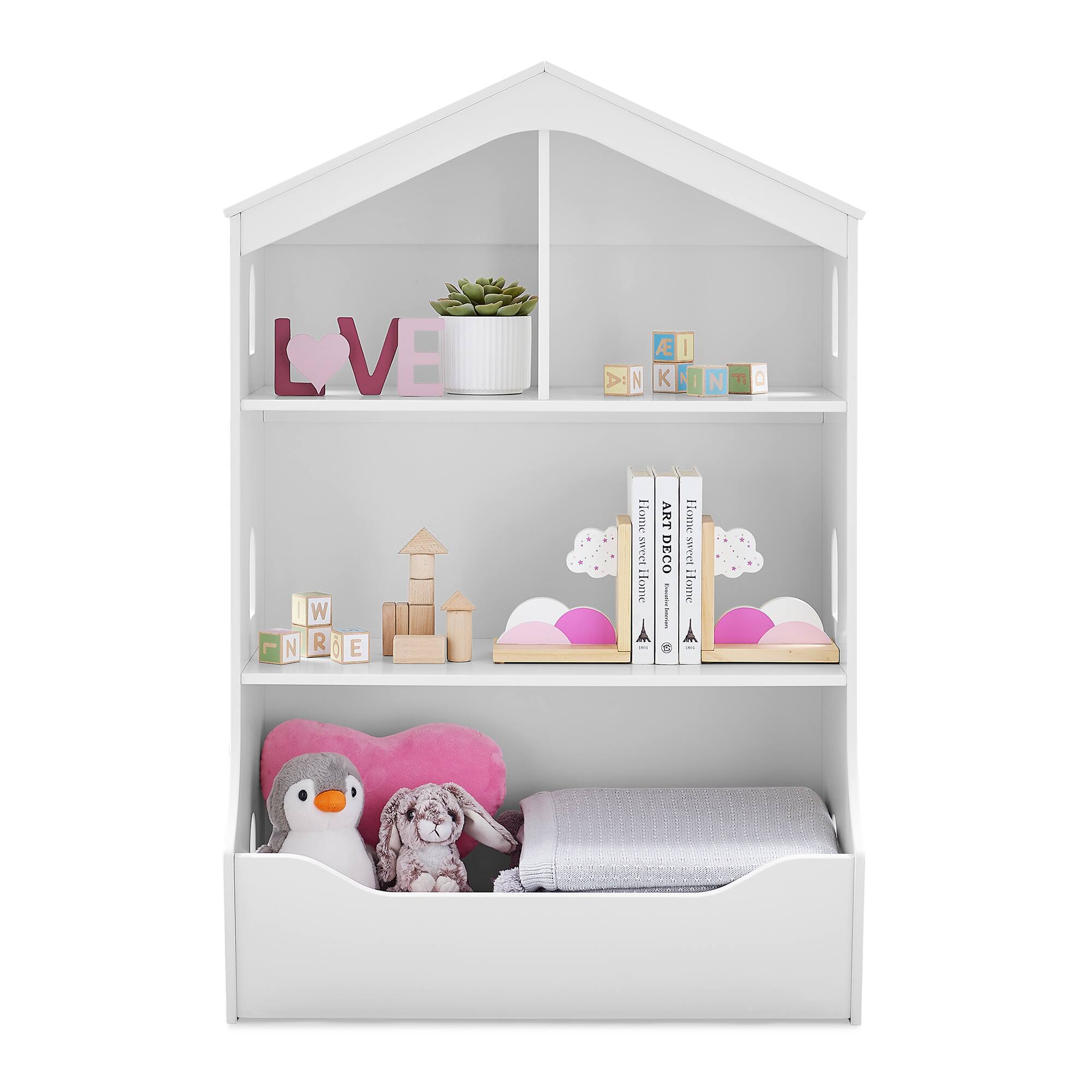 Delta Children Bianca White Playhouse Bookcase with Toy Storage