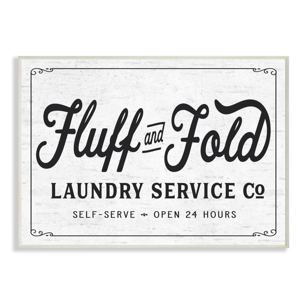 Stupell Industries Fluff and Fold Laundry Room Vintage Country Sign Wood Wall Plaque