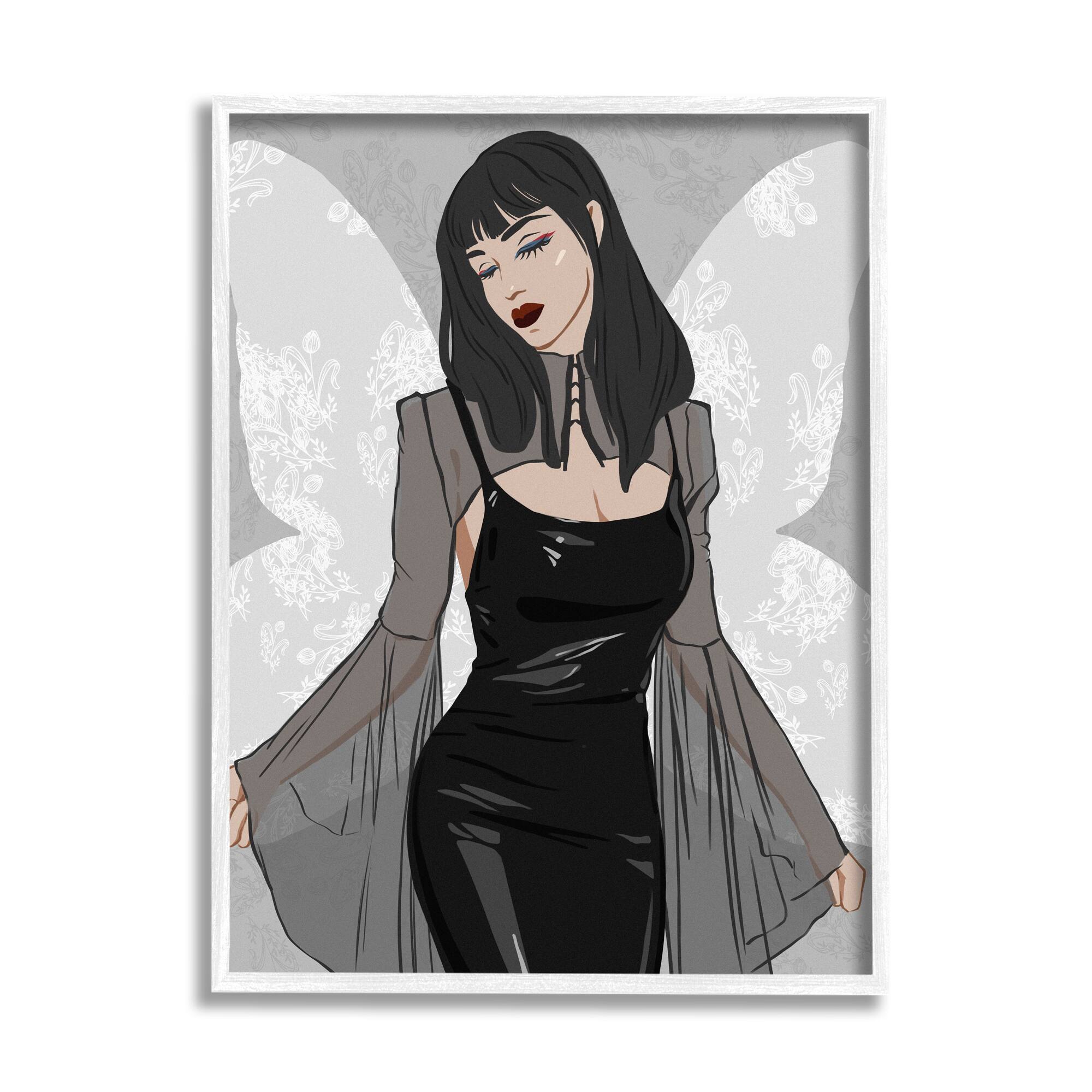 Stupell Industries Gothic Fashion Girl Framed Giclee Art