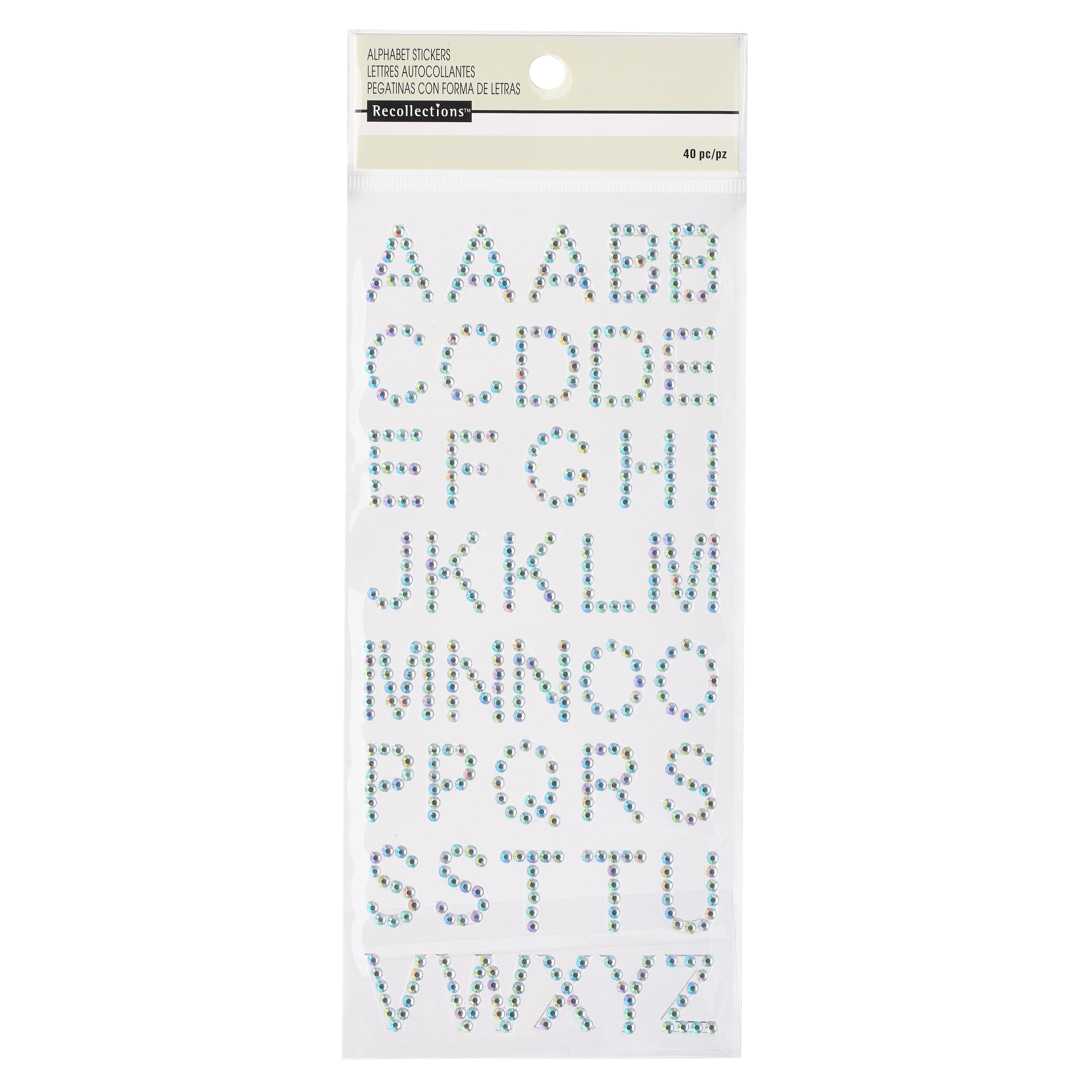 12 Packs: 40 ct. (480 total) Iridescent Rhinestone Alphabet Stickers by Recollections™