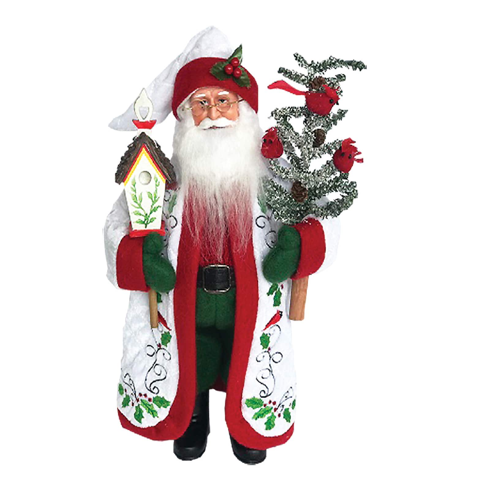 Santa's Workshop 15" Cardinals & Holly Claus