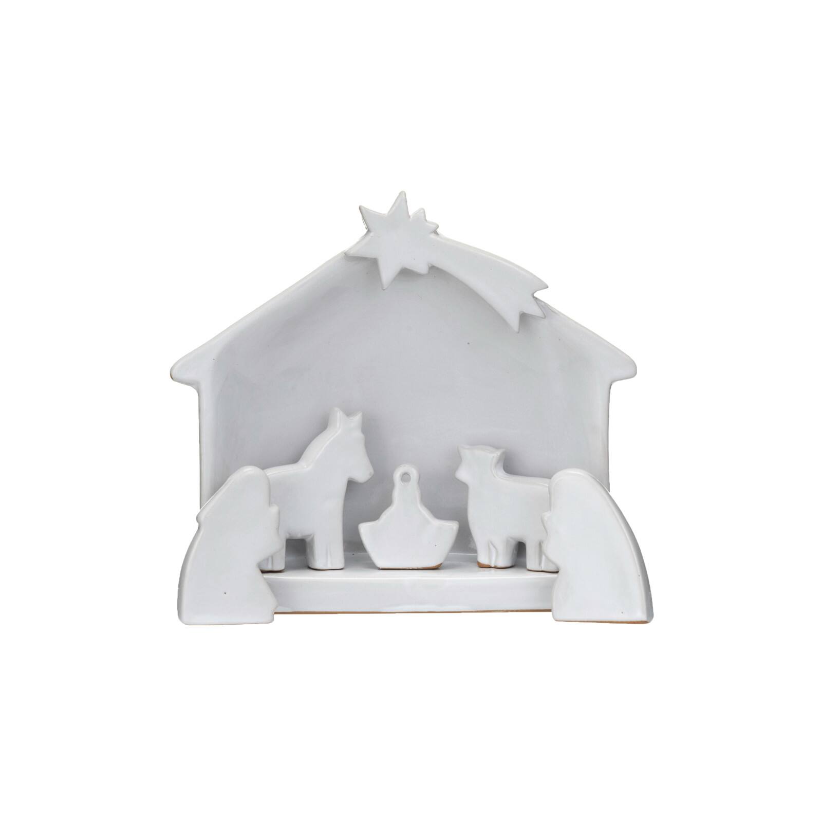 Hello Honey&#xAE; 5.5&#x22; White Stoneware Nativity Set in Reactive Glaze