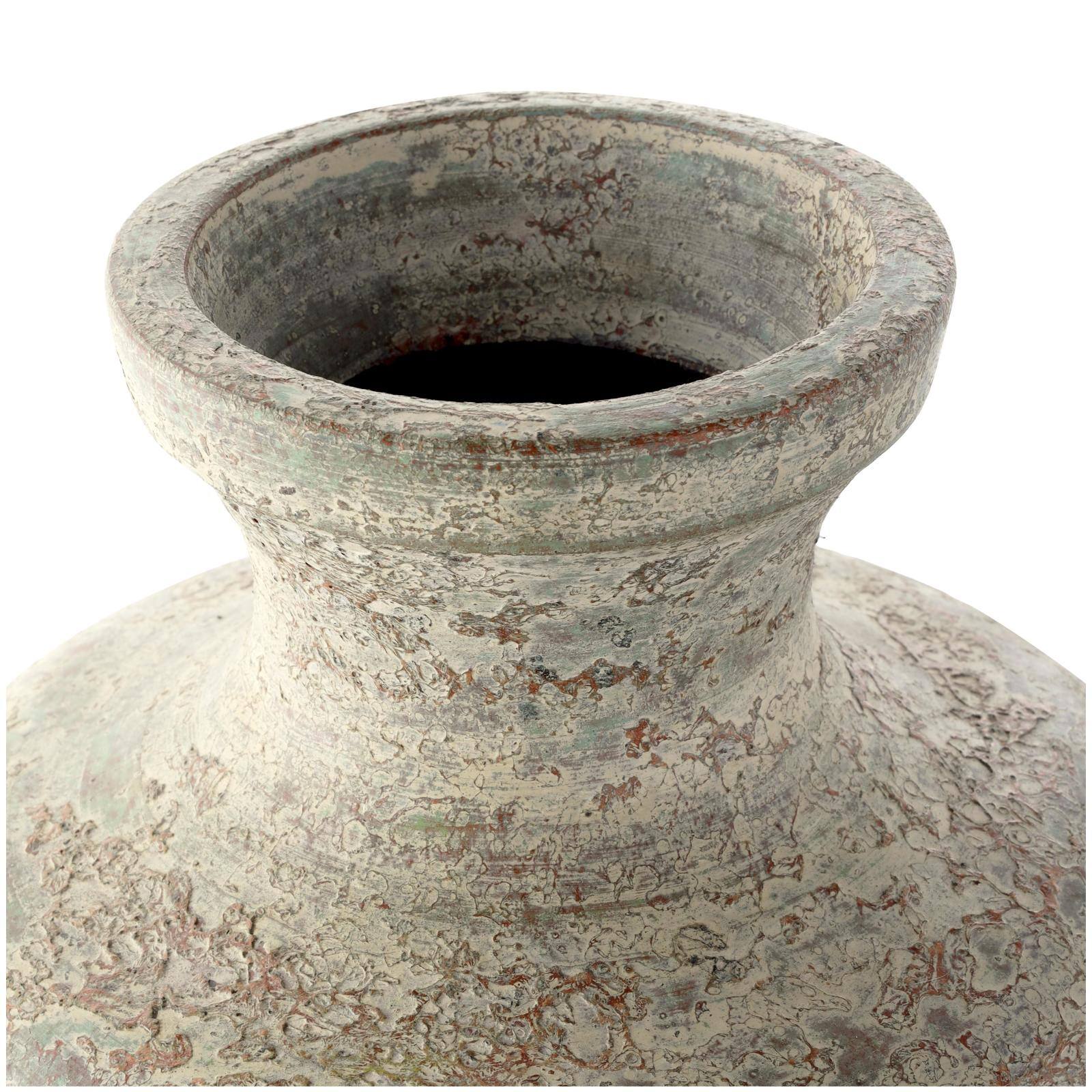 Brown Ceramic Vase with Green Accents