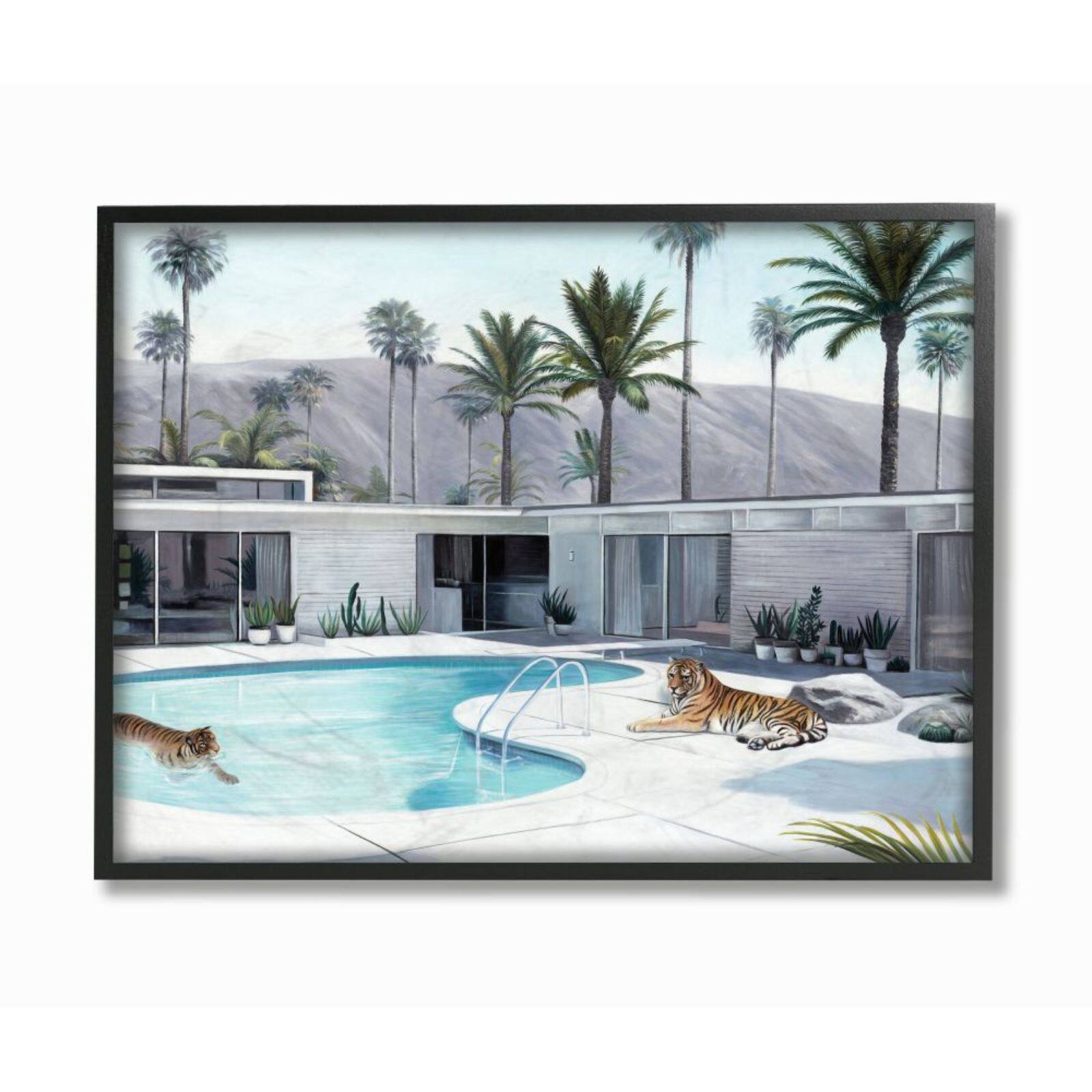Stupell Industries Swimming Summer Tigers with Frame Wall Accent