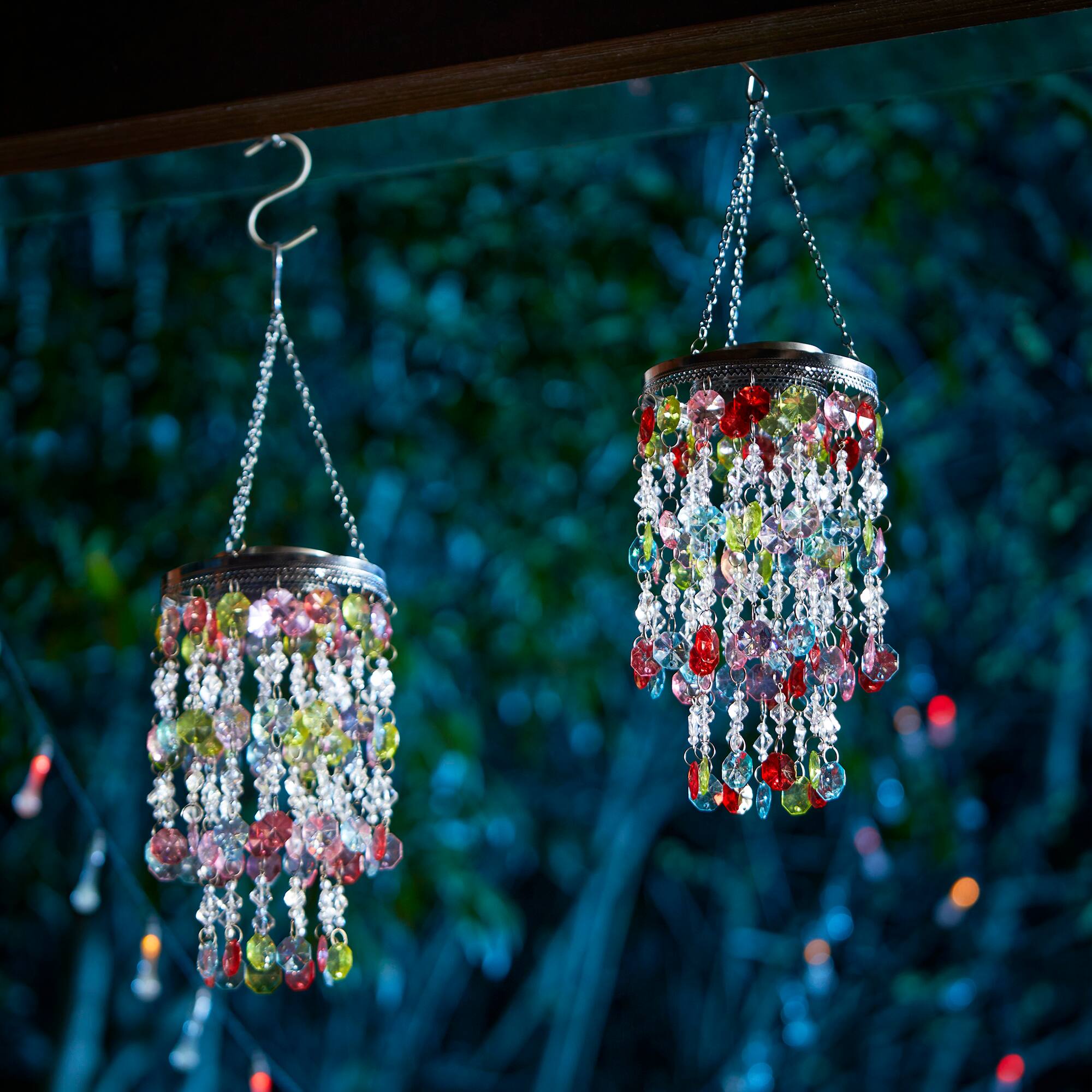 Glitzhome&#xAE; 18.75&#x22; Solar Lit Beaded Wind Chimes, 2ct.