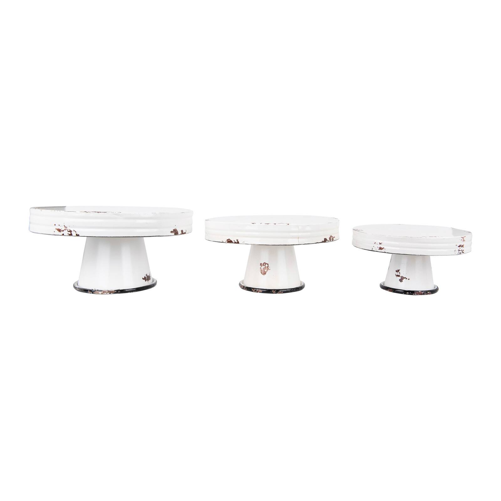 Hello Honey&#xAE; Distressed White Decorative Metal Pedestals