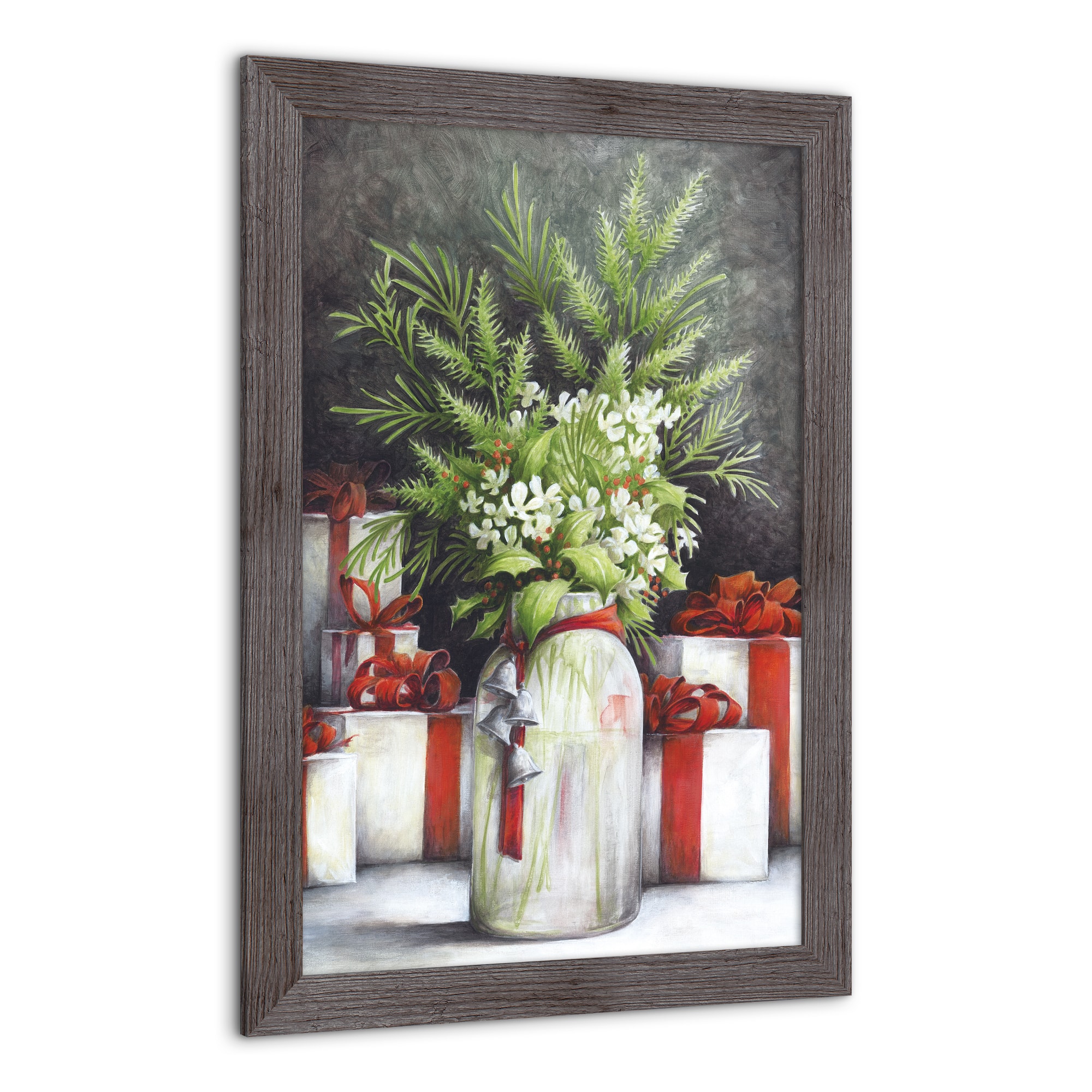 Christmas Flower Vase Western Gray Framed Print