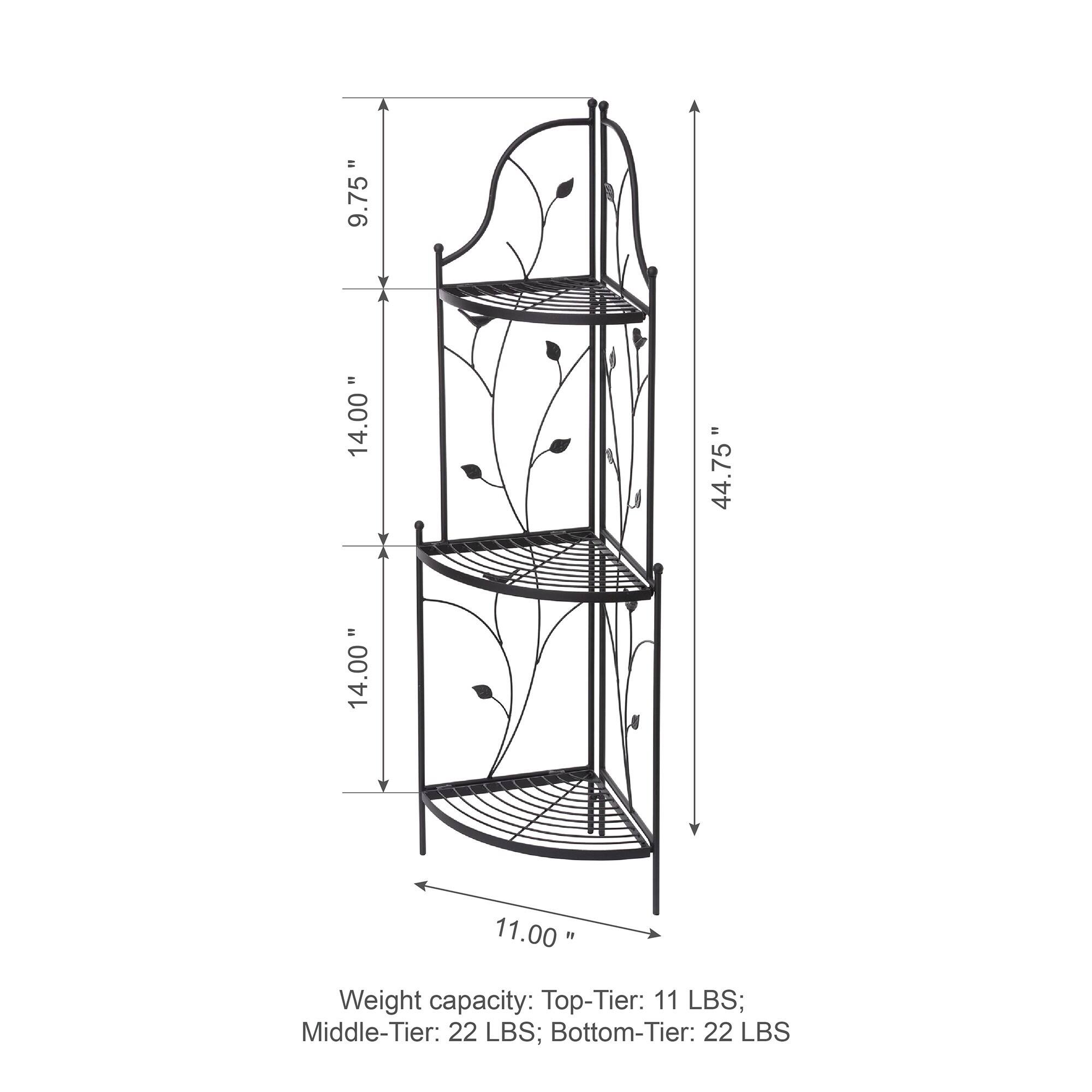 Glitzhome&#xAE; 3-Tier Black Metal Corner Plant Stand