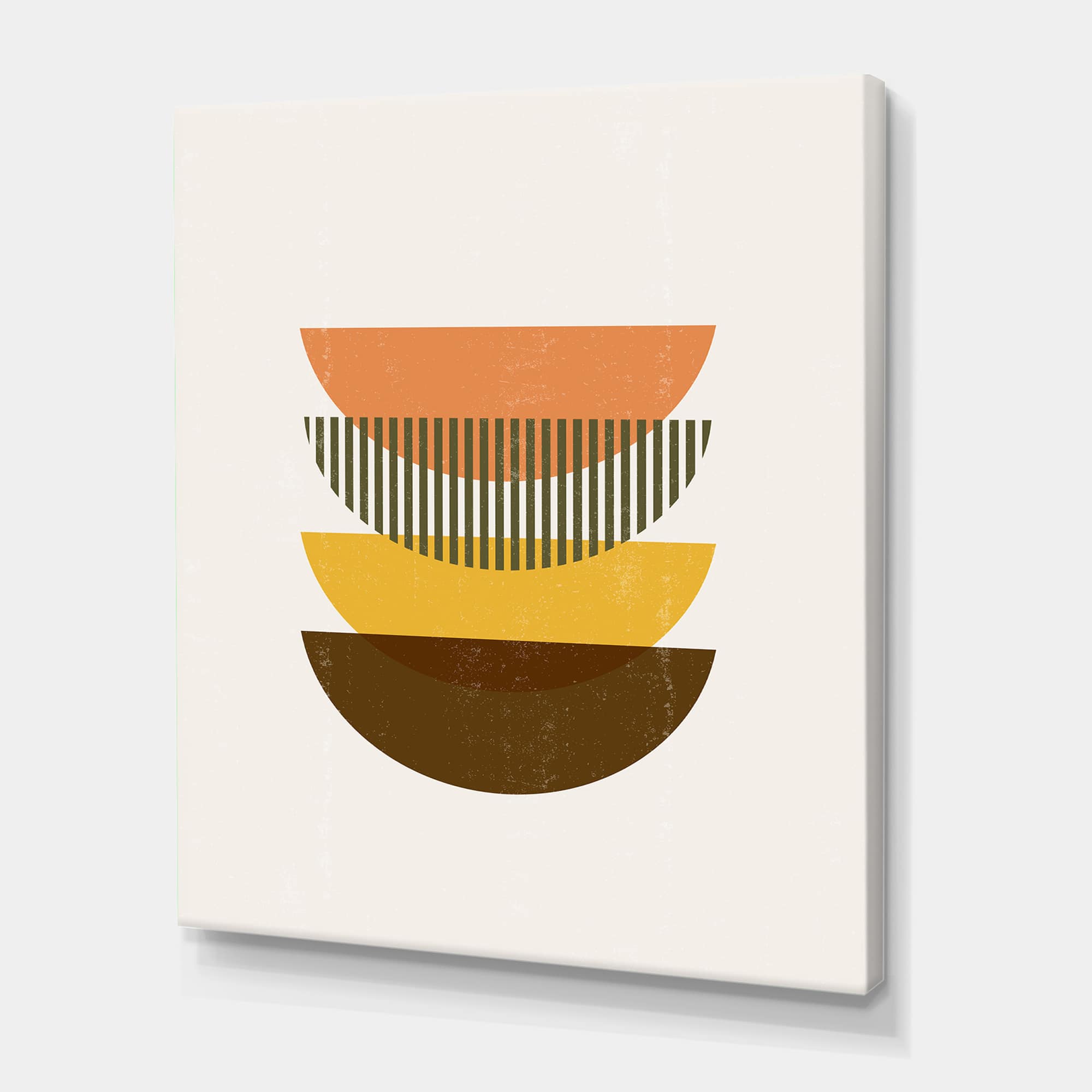 Designart - Abstract Geometric Half Moons In Earth Tones - Modern Canvas Wall Art Print