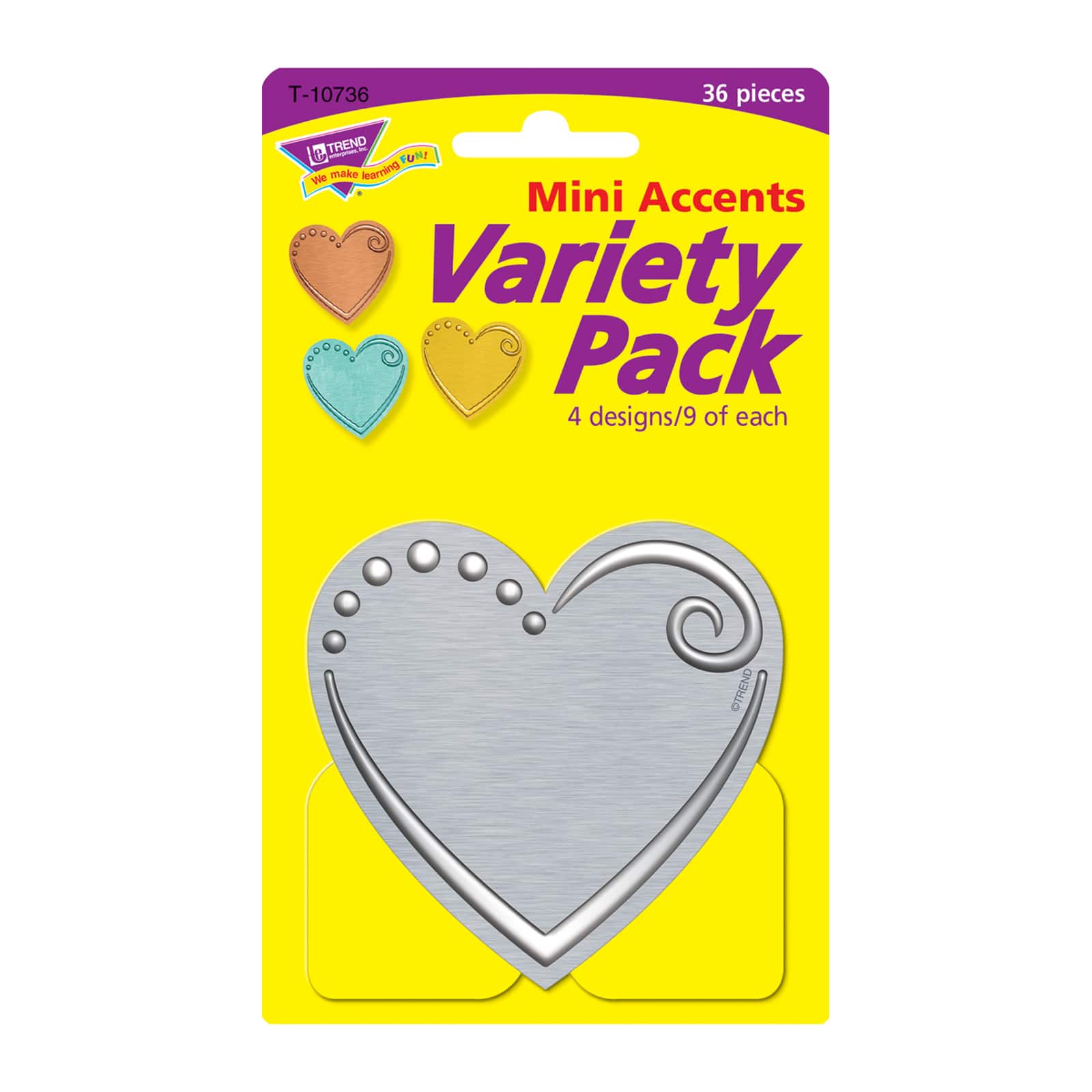 Trend Enterprises&#xAE; I Heart Metal Hearts Mini Accents&#xAE; Variety Pack, 6 Packs of 36