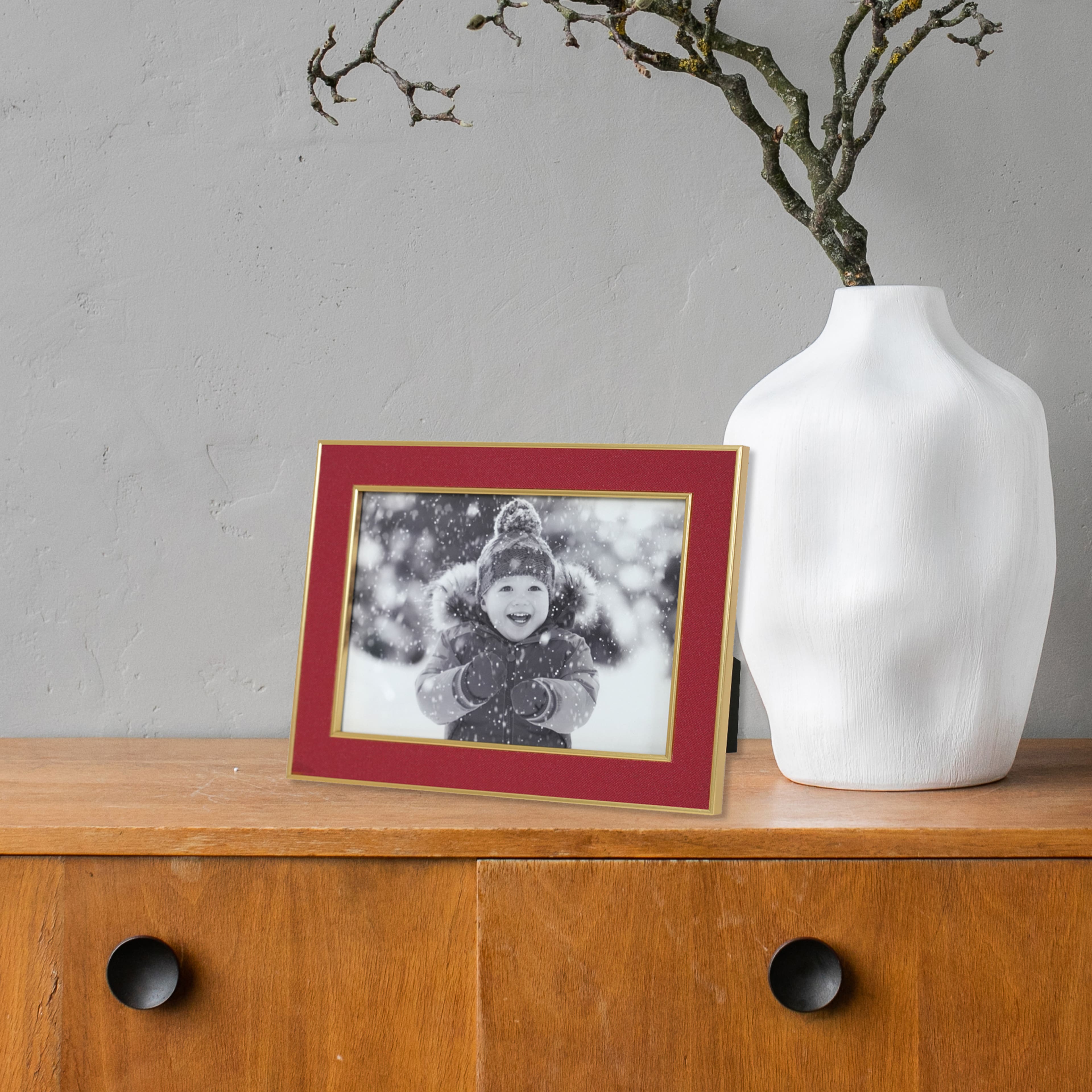 5&#x22; x 7&#x22; Red &#x26; Gold Fabric Plastic Frame by Studio D&#xE9;cor&#xAE;