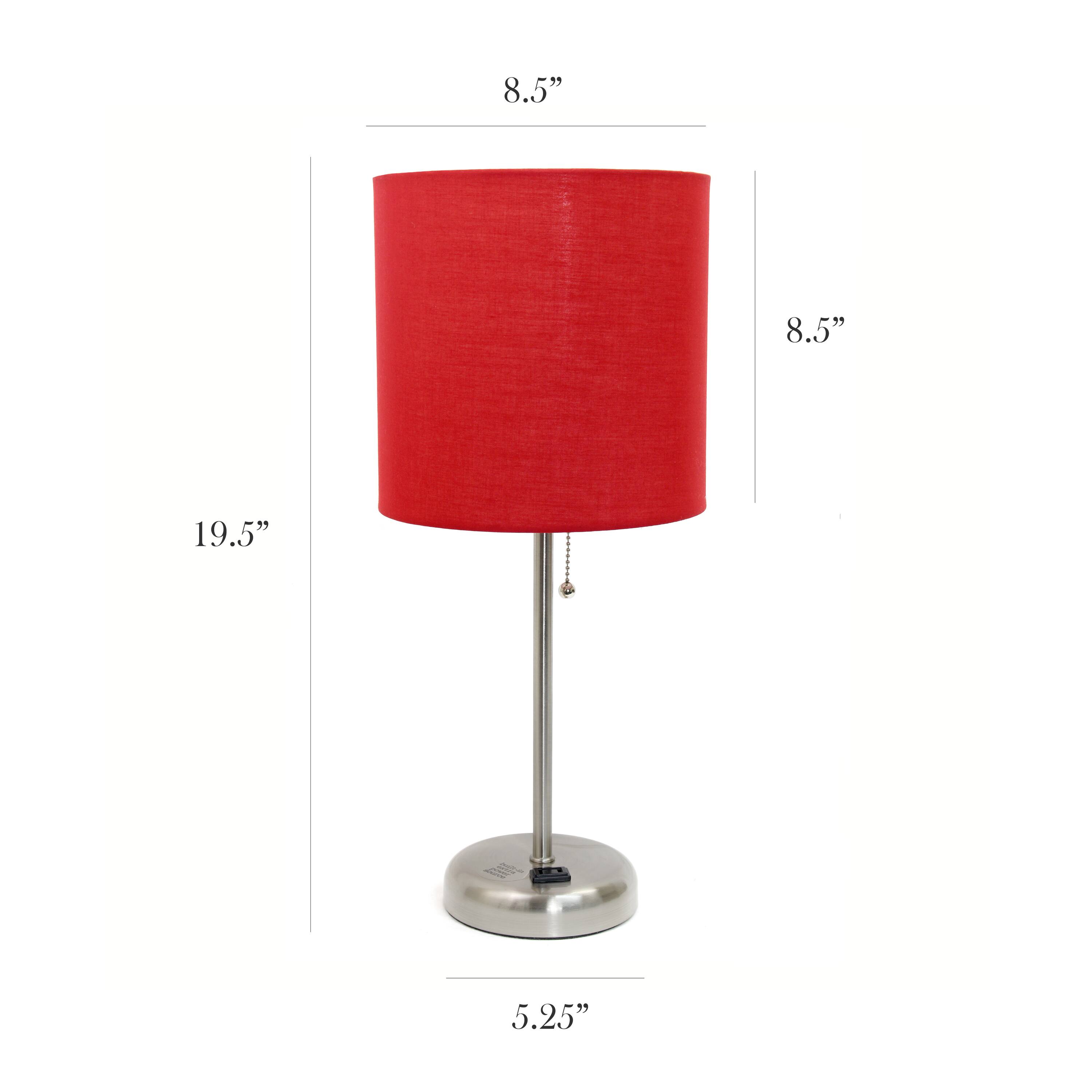 LimeLights 19.5" Stick Lamp with Charging Outlet and Fabric Shade