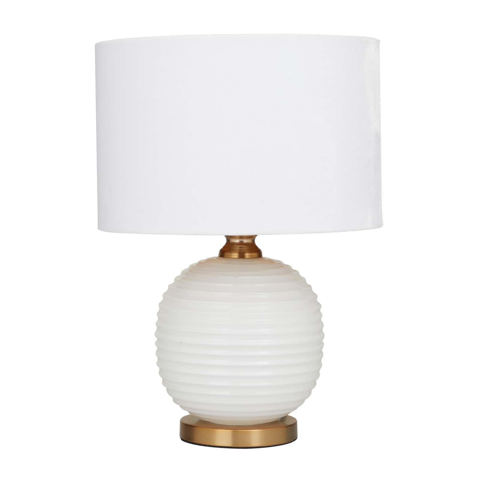 White Glass Modern Accent Lamp, 13&#x22; x 13&#x22; x 19&#x22;