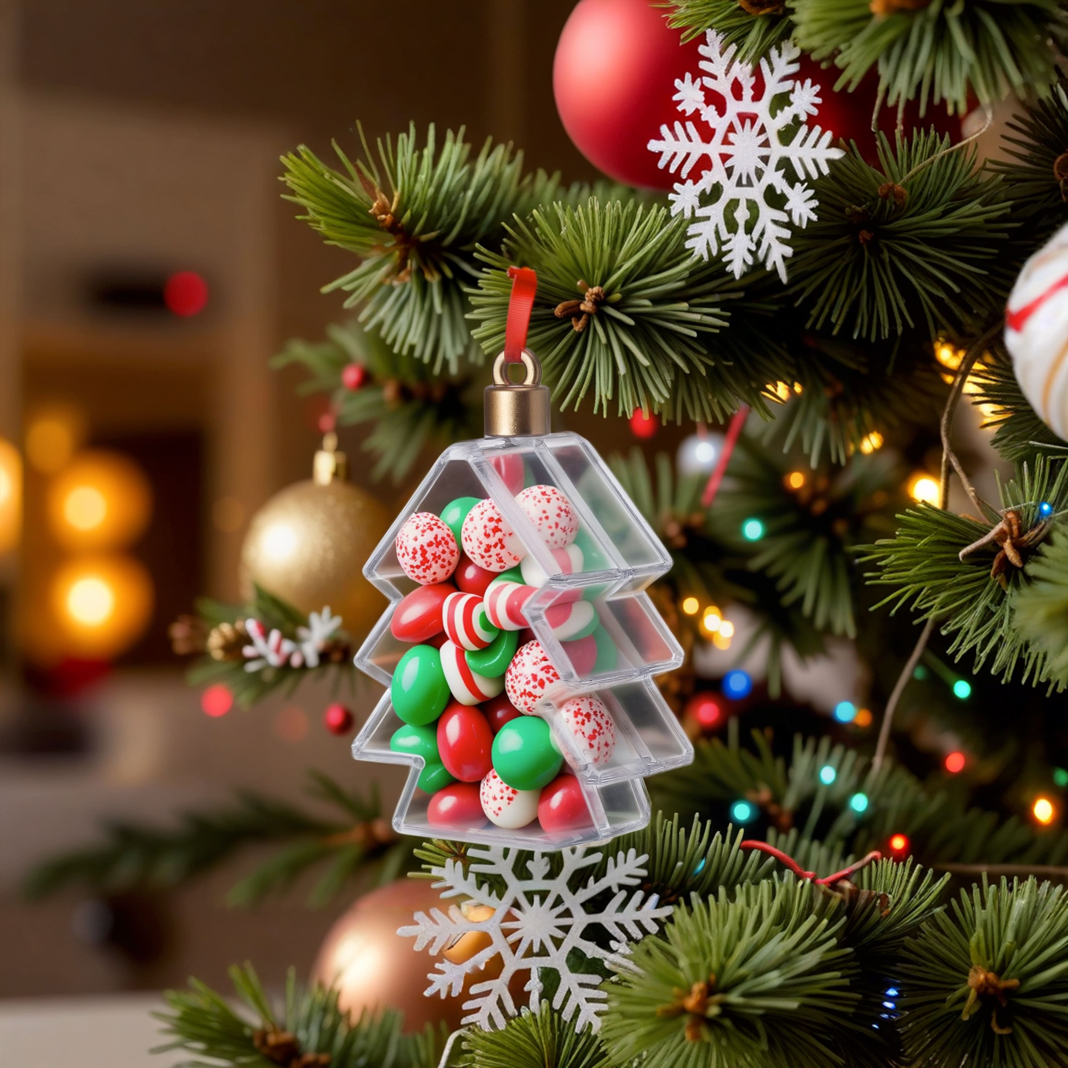 3.5&#x22; Clear Fillable DIY Plastic Christmas Tree Ornament by Make Market&#xAE;