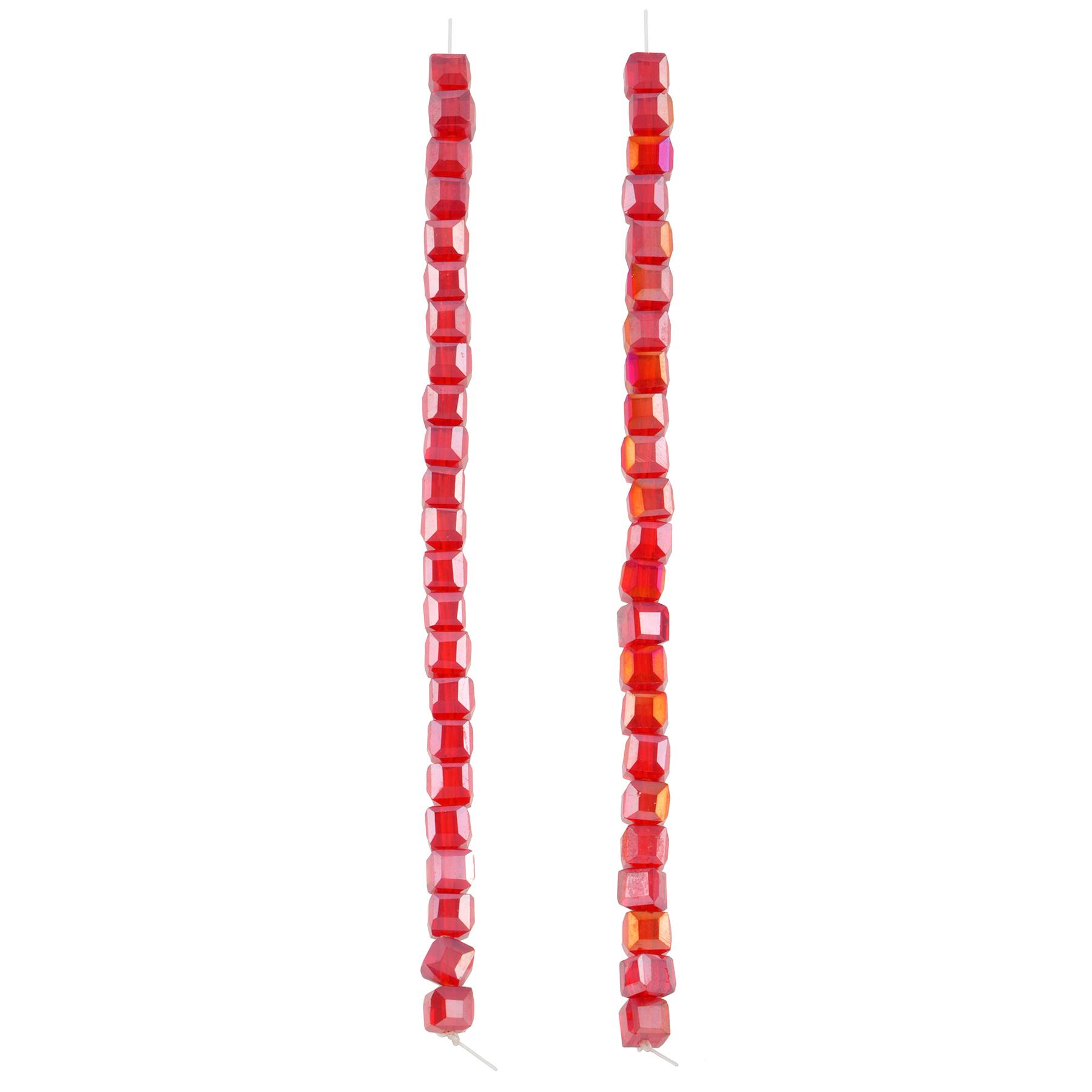 12 Packs: 44 ct. (528 total) Red Faceted Glass Cube Beads, 5mm by Bead Landing™