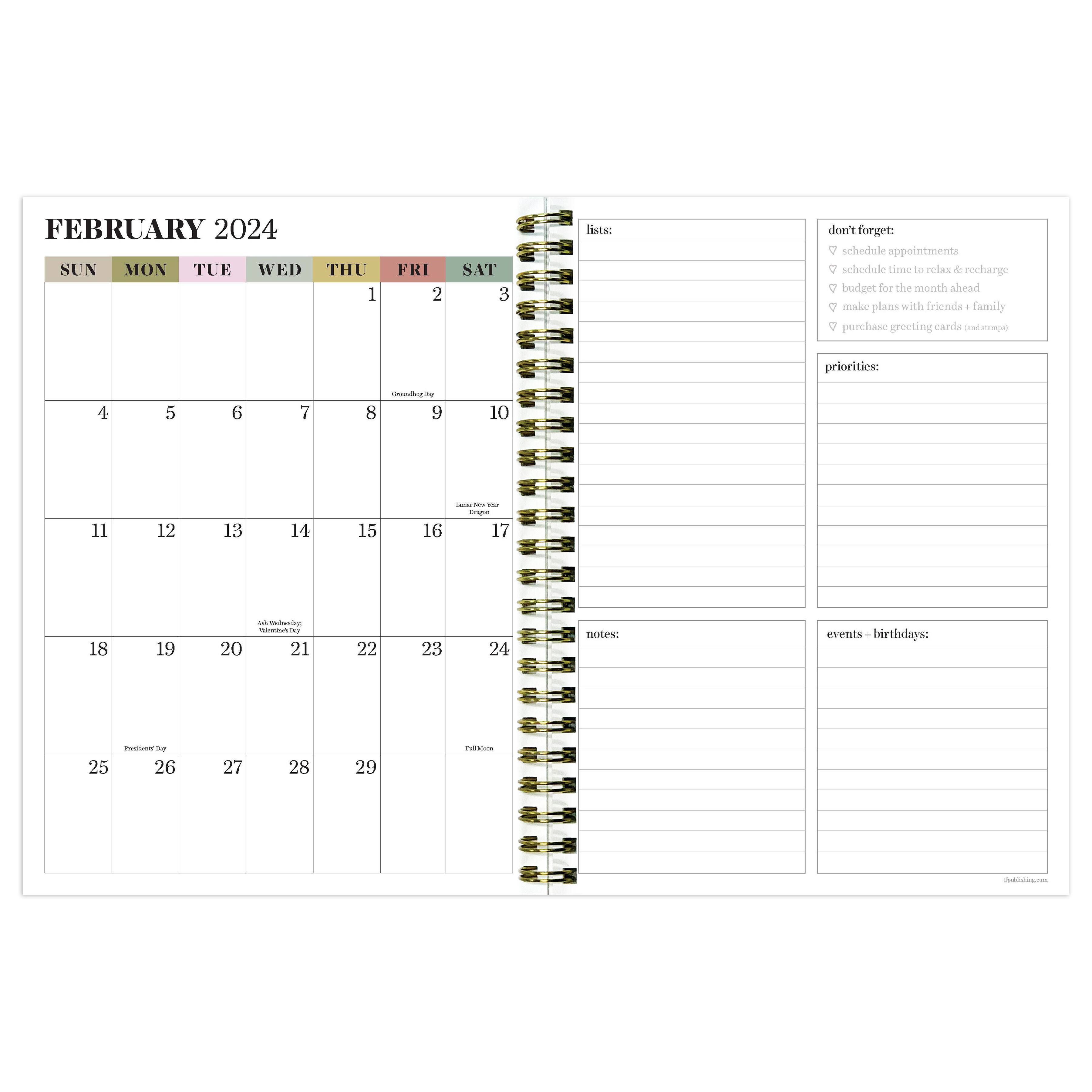 TF Publishing 2024 Golden Foliage Medium Weekly Monthly Planner