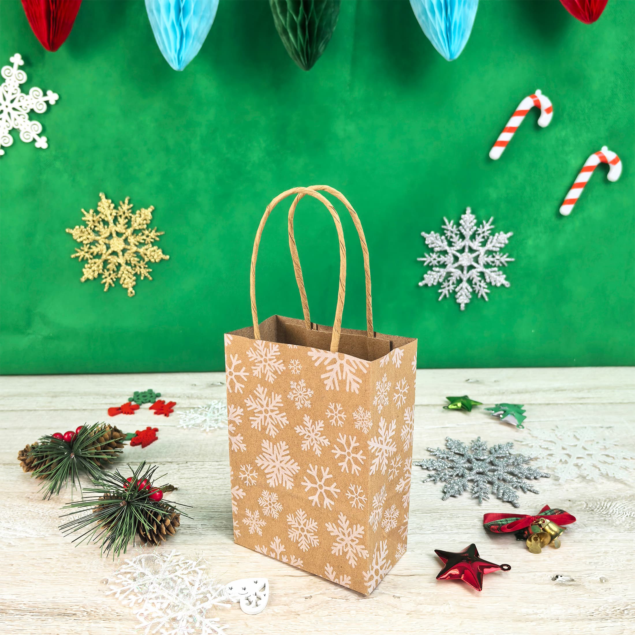 Mini Snowflakes Kraft Gift Bags, 6ct. by Celebrate It™