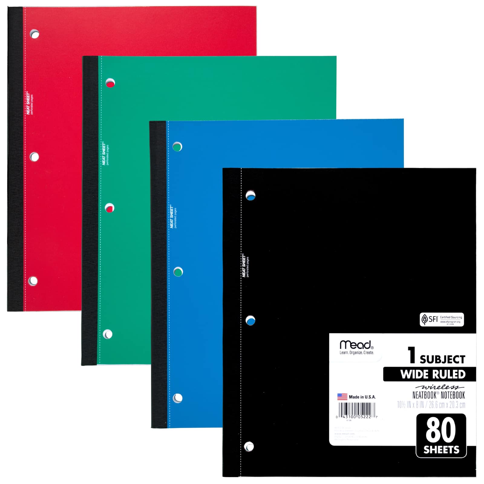 Mead&#xAE; Wireless 1 Subject Wide Ruled Neatbook Notebook, 6ct.