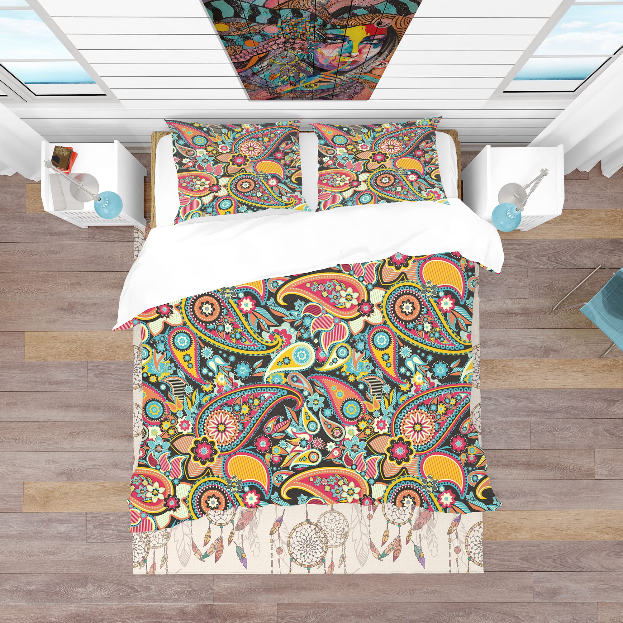 Designart 'Traditional 2024 Asian Elements Paisley' Bohemian & Eclectic Bedding Set