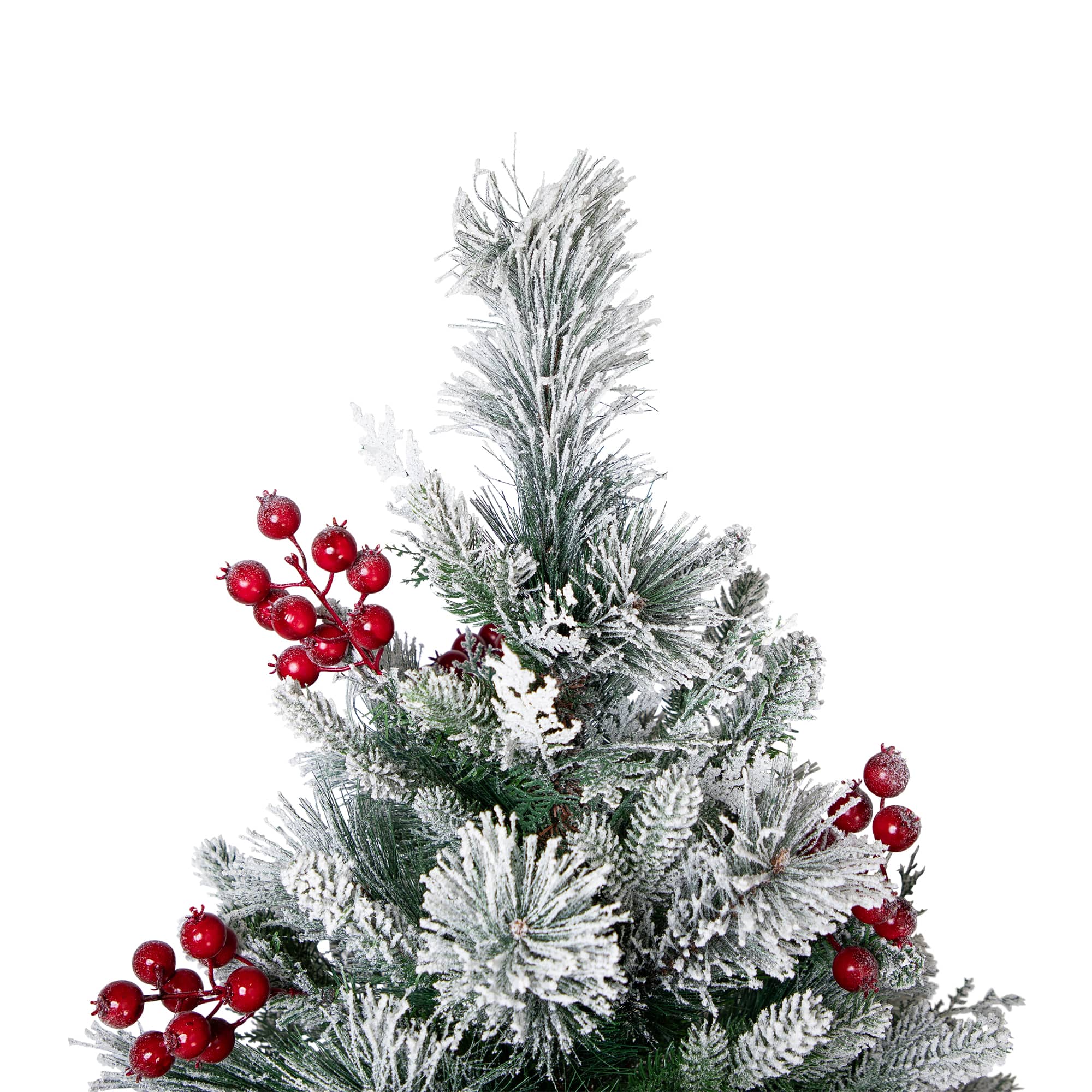 6.5ft. Unlit Real Touch™ Heavily Flocked Whittaker Spruce Full Artificial Christmas Tree with Frosted Red Berries