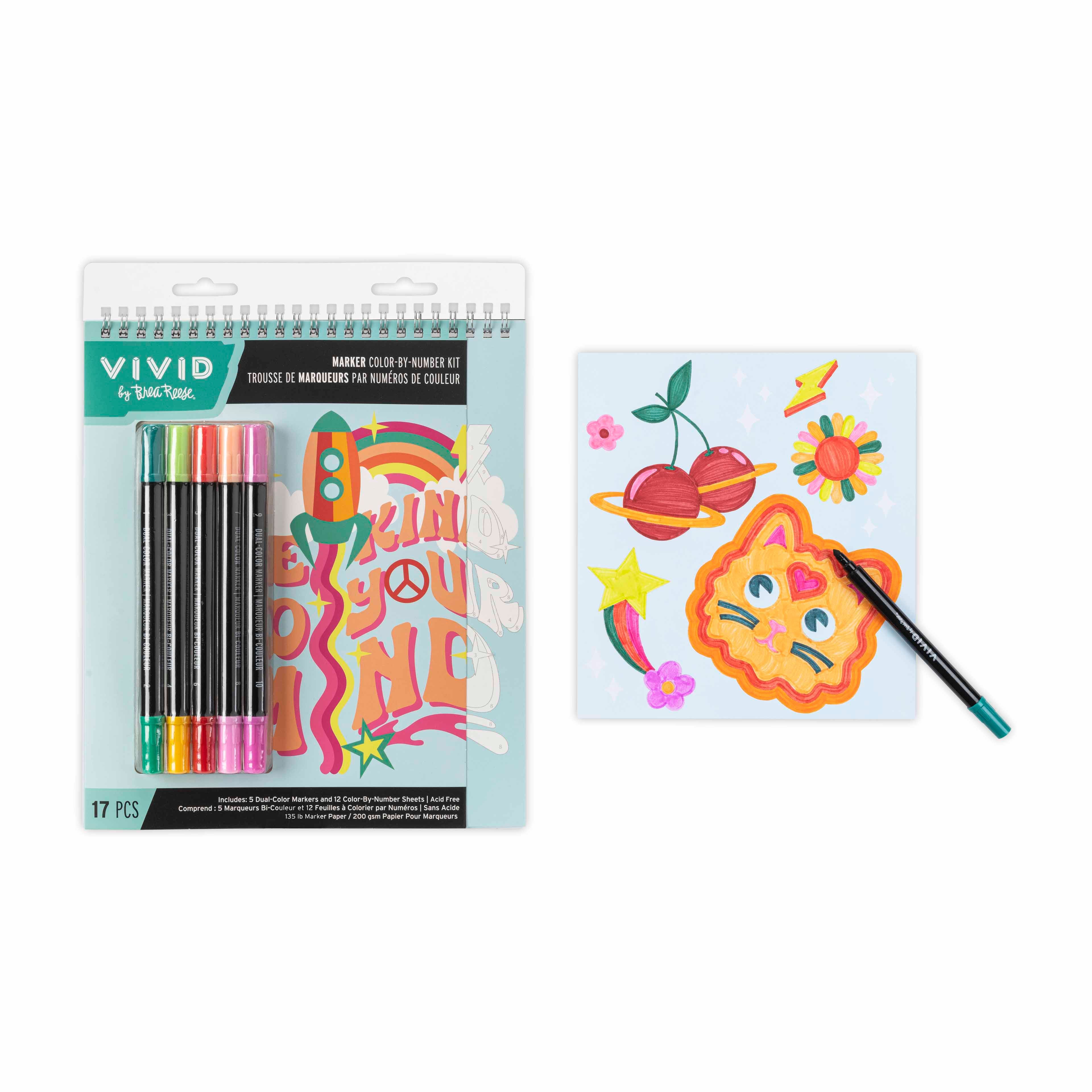 VIVID by Brea Reese&#xAE; Good Vibes Marker Color-by-Number Kit