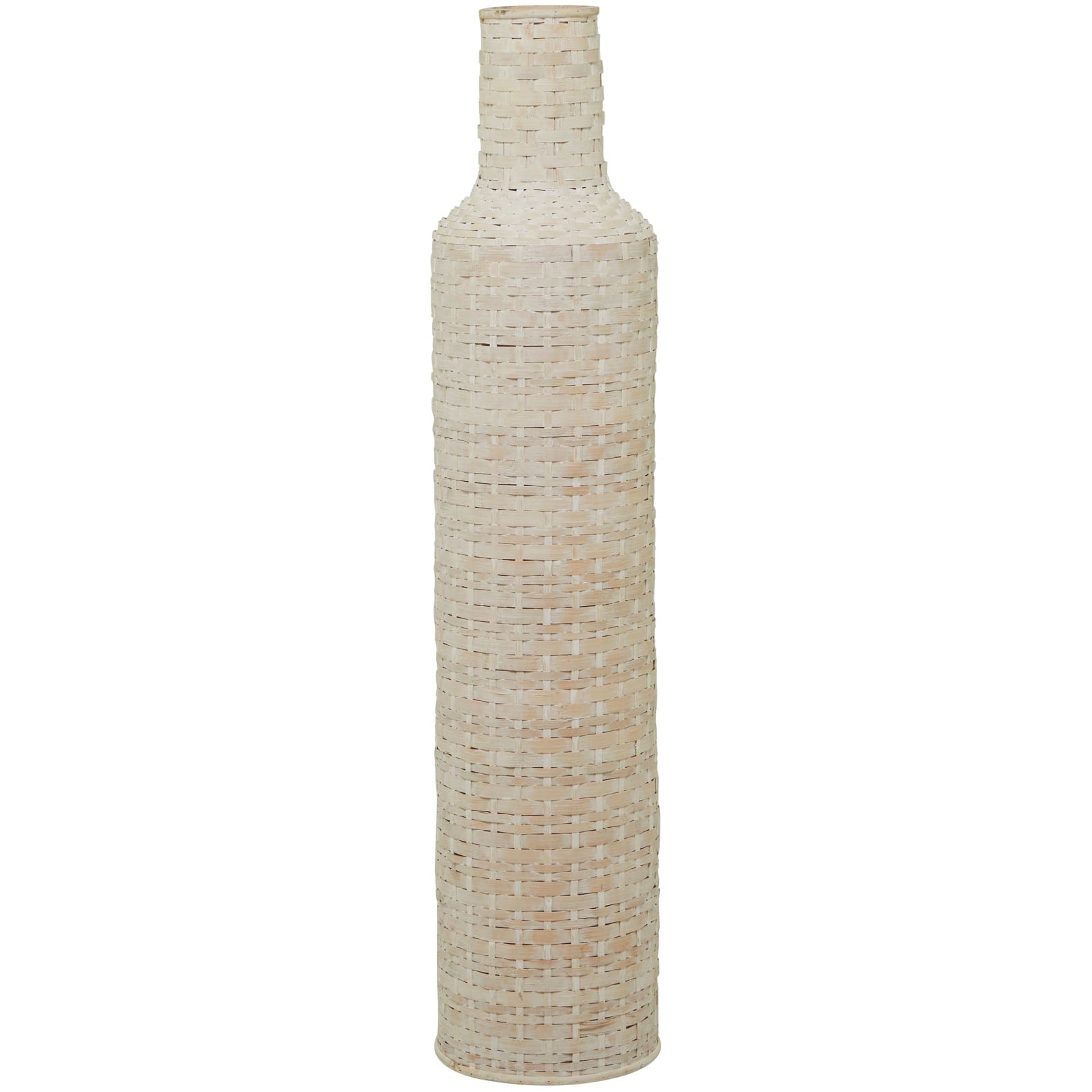 White Bamboo Tall Woven Floor Vase 9&#x22; x 9&#x22; x 39&#x22;