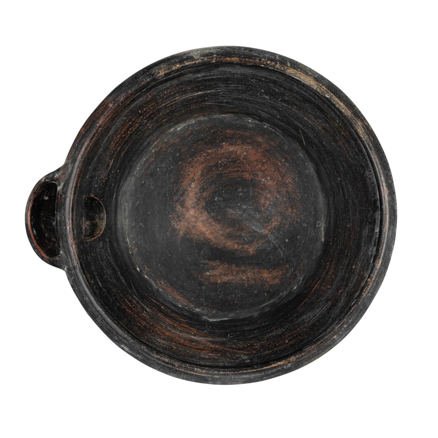 Hello Honey&#xAE; 22&#x22; Black Decorative Vintage Clay Bowl with Handle