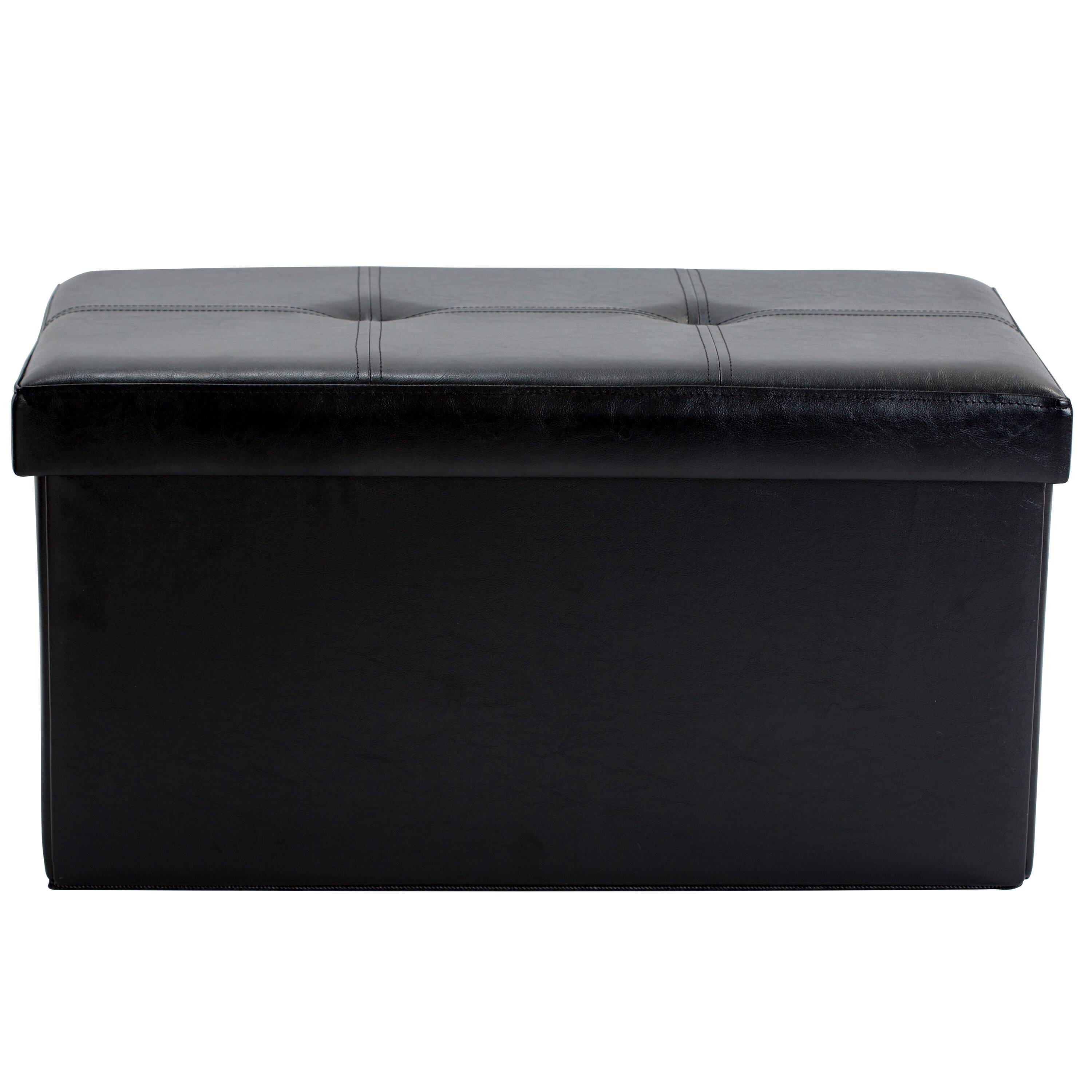 Simplify Faux Leather Double Folding Storage Ottoman