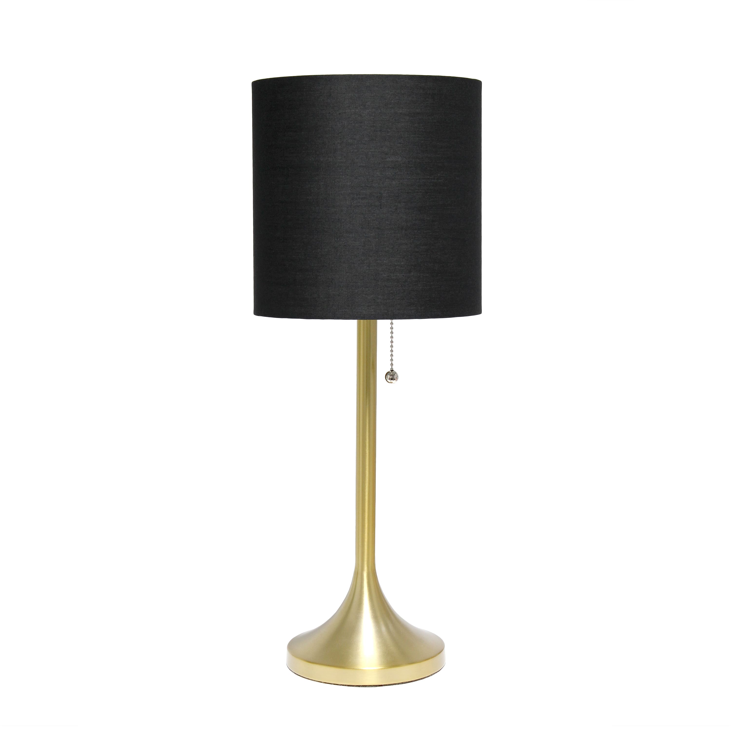 Simple Designs 21.5" Tapered Gold Table Lamp with Fabric Drum Shade