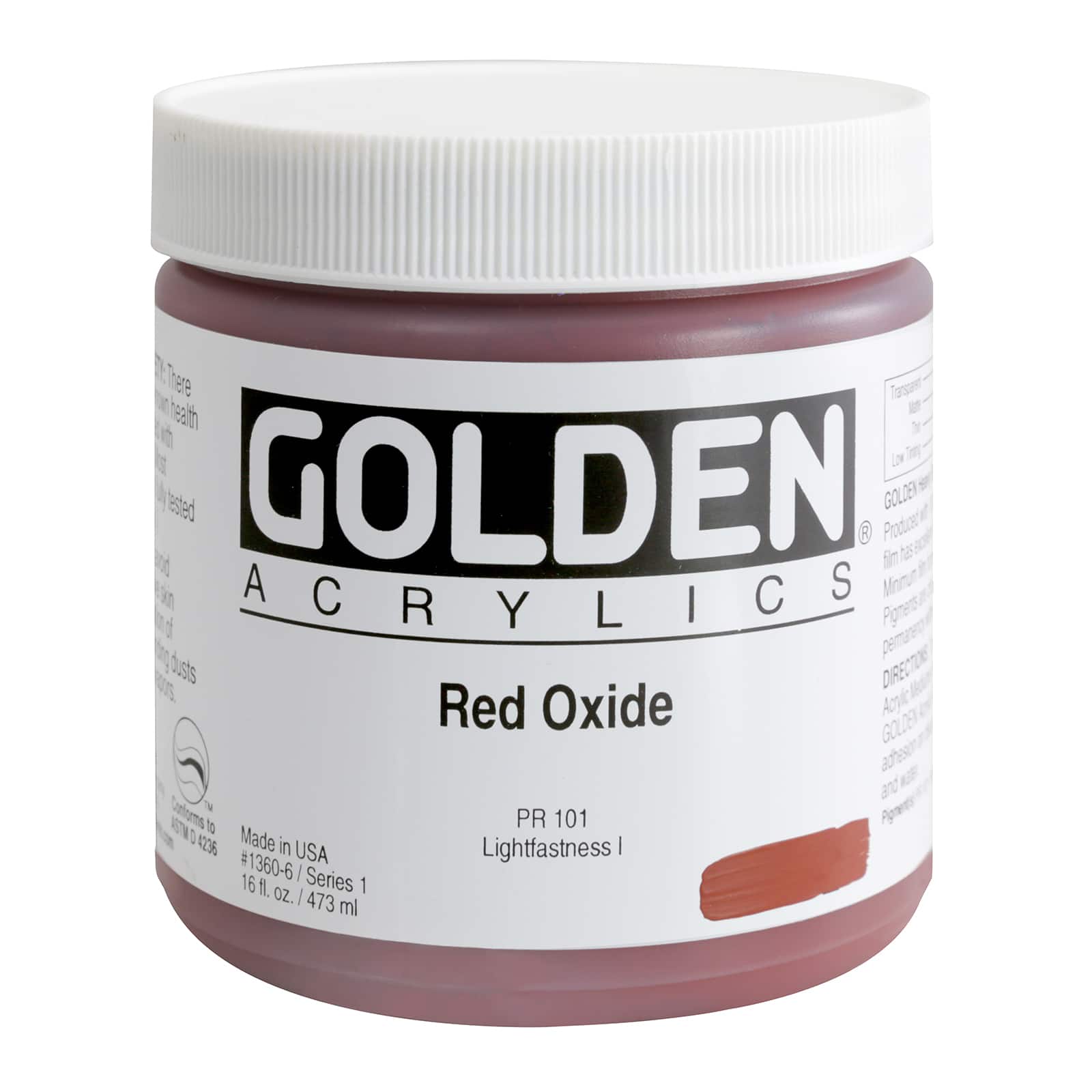 Golden Heavy Body Acrylic Paint, 16 oz in Red Oxide