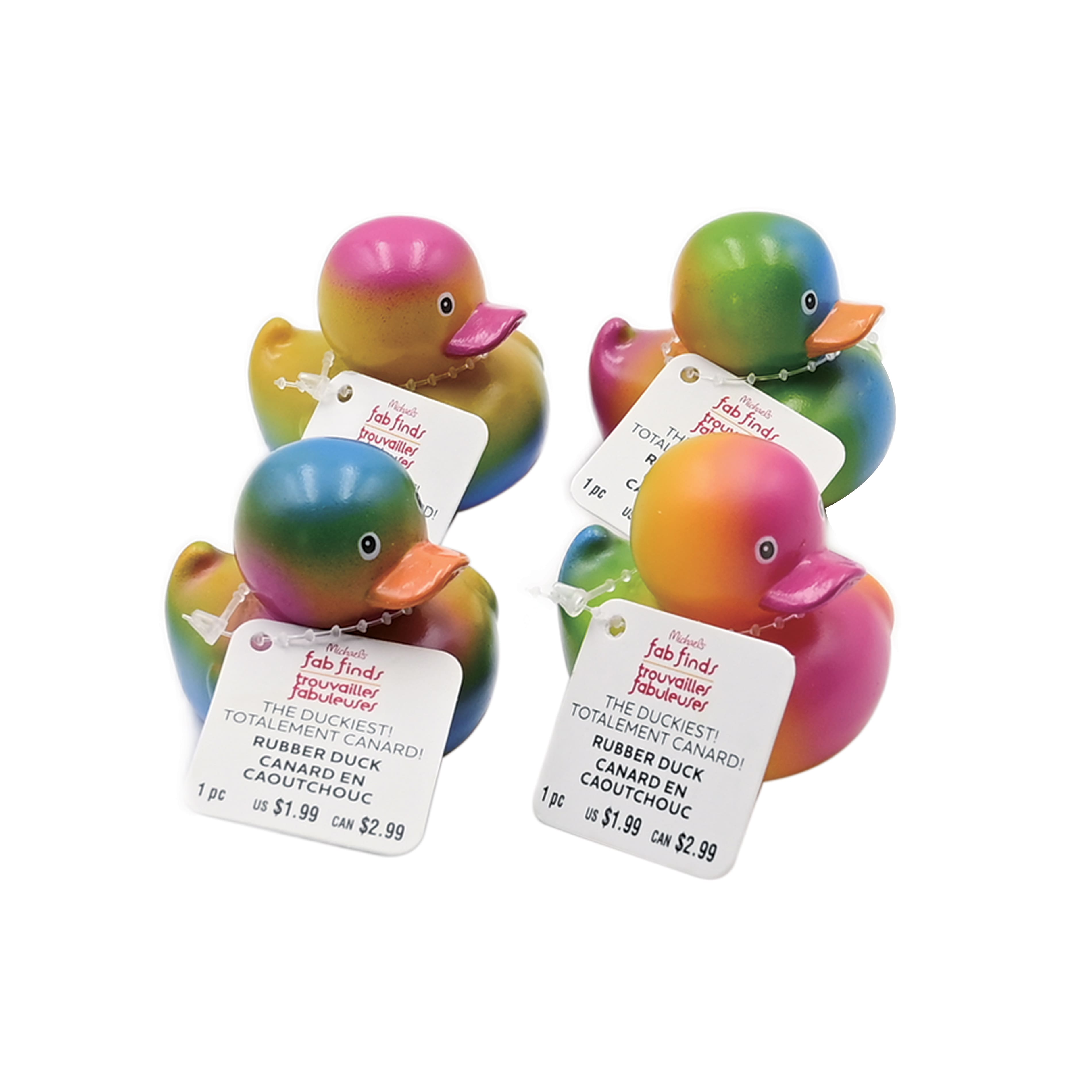 Assorted 2" Rainbow Rubber Duck, 1pc. by Fab Finds