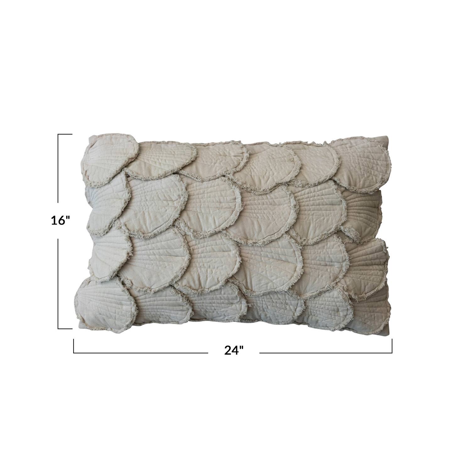 Hello Honey® 24" x 16" Quilted Sage Seashell Applique Cotton Lumbar Pillow