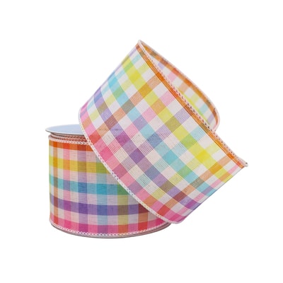 2.5 x 20ft Wired Color Check Ribbon by Celebrate It Easter | Michaels