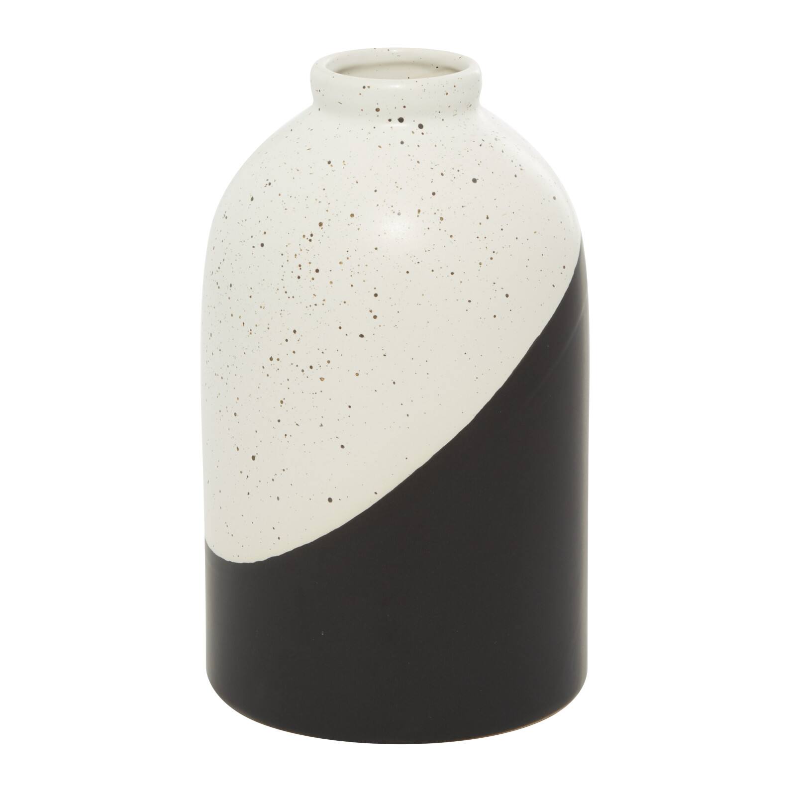 Black Ceramic Contemporary Vase, 10" x 6" x 6"