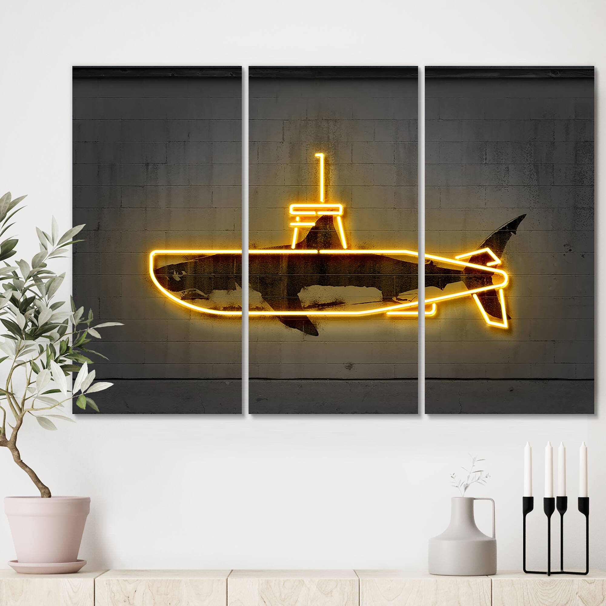 Designart - Yellow submarine - Modern Canvas Artwork