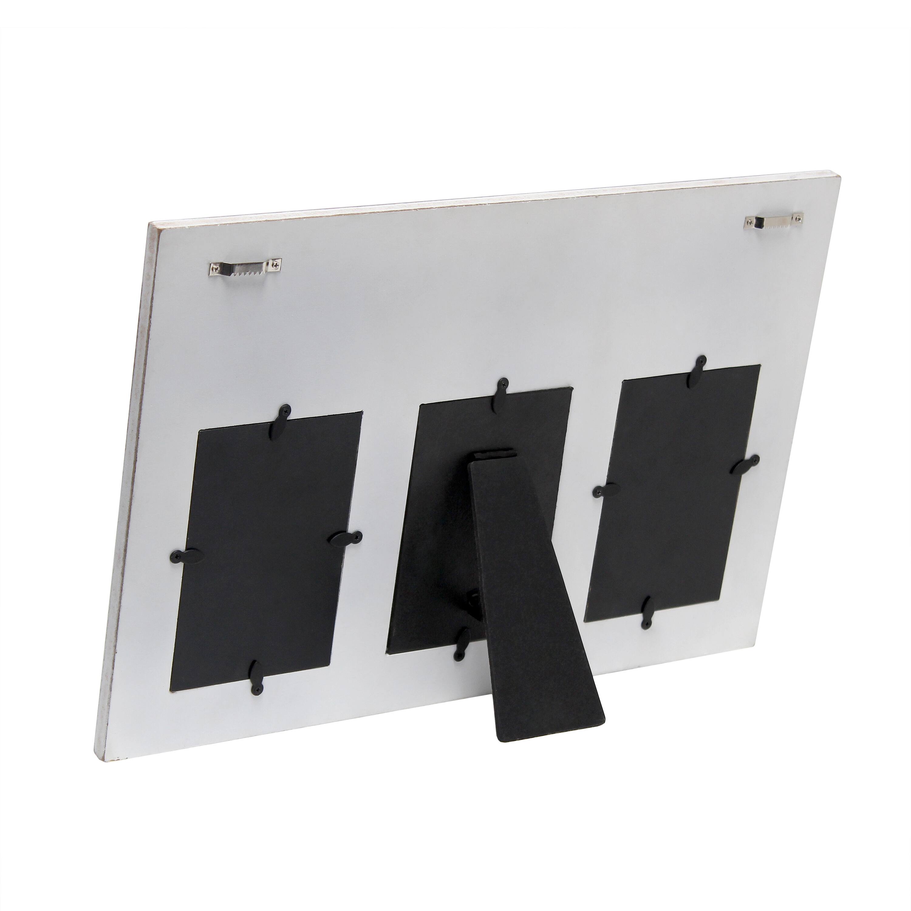 Elegant Designs Whitewash Blessed 3 Photo Collage 4" x 6" Picture Frame