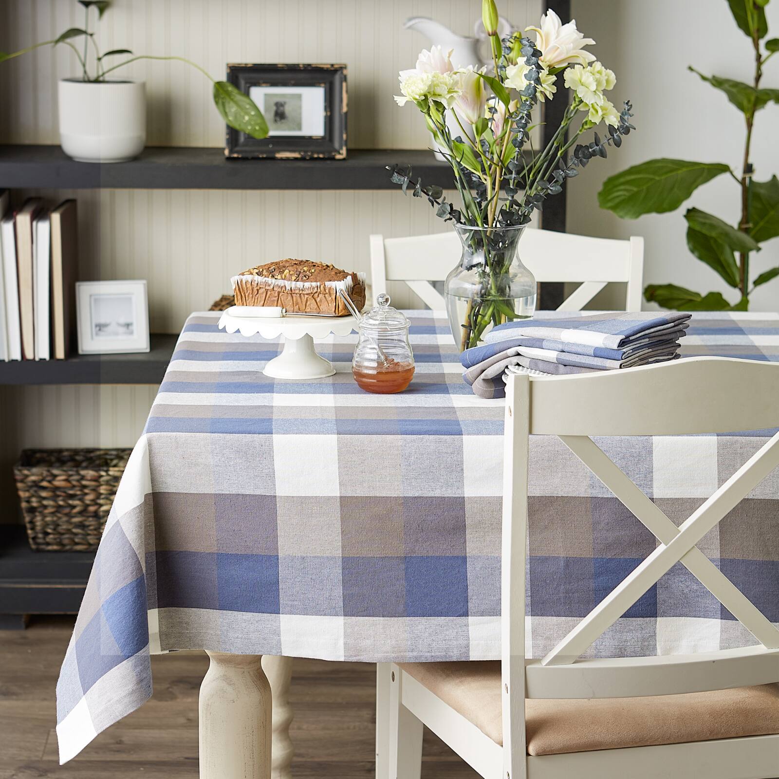 DII® 52" Tri Color Check Tablecloth