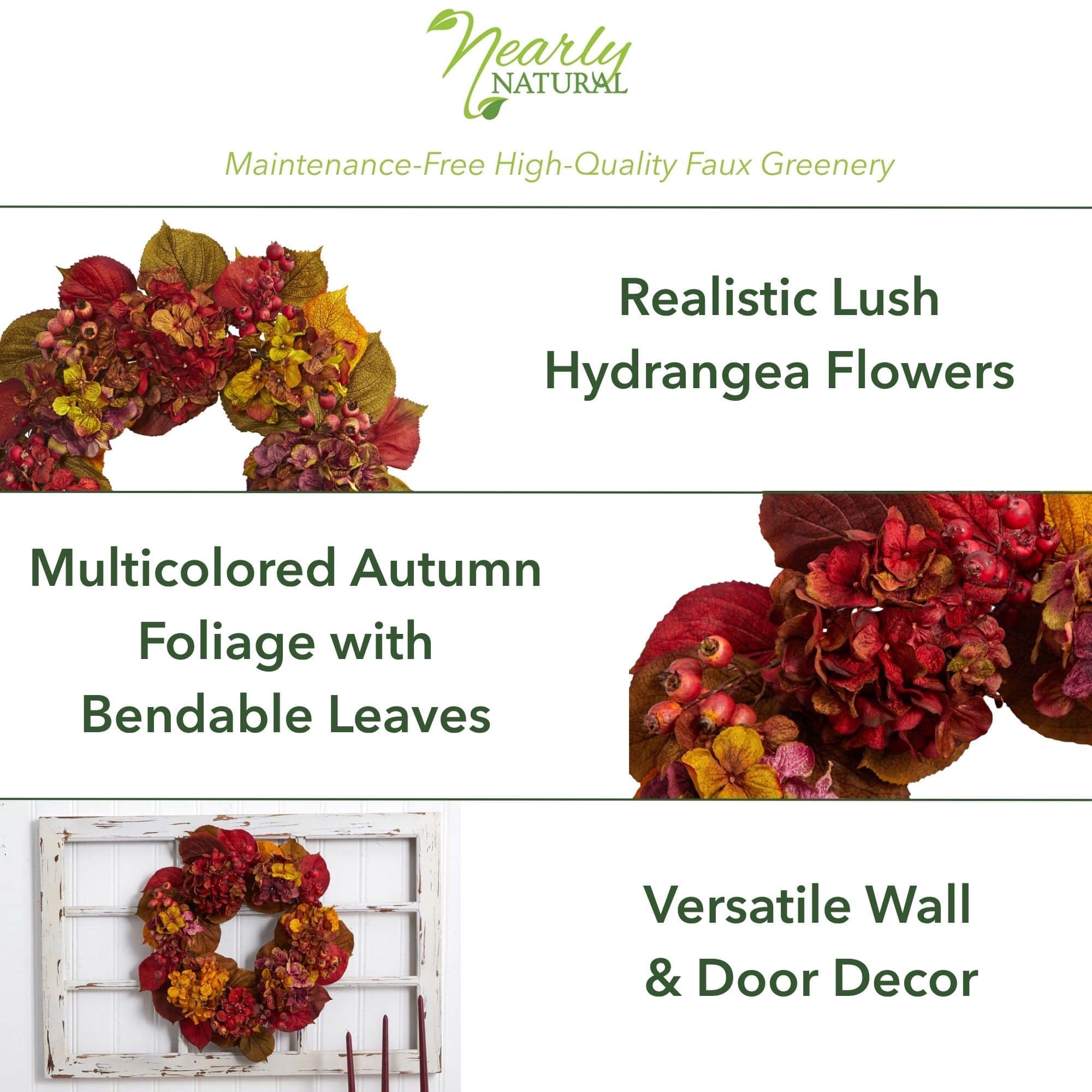 24&#x22; Fall Hydrangea Wreath