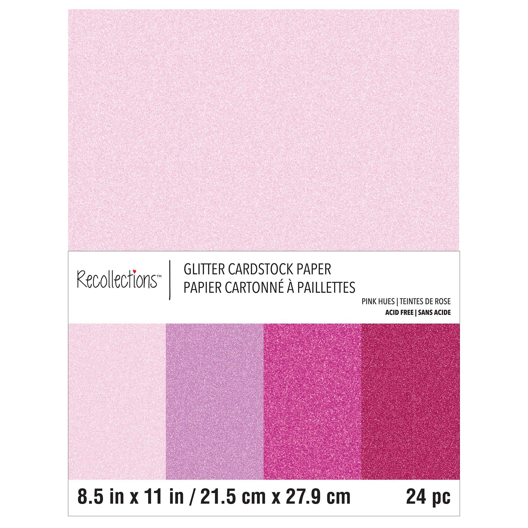 Pink Hues Glitter 8.5&#x22; x 11&#x22; Cardstock Paper by Recollections&#x2122;, 24 Sheets