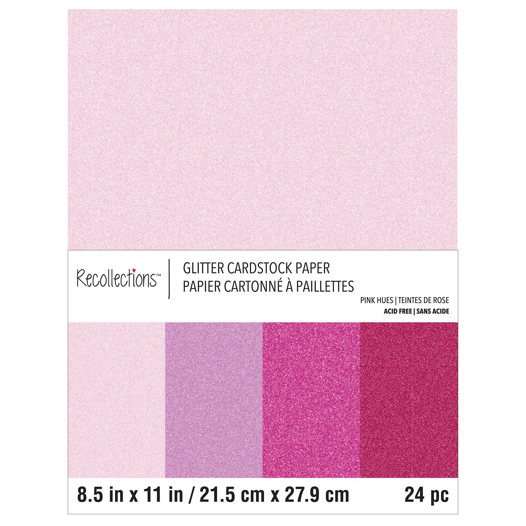 12 Packs: 24 ct. (288 total) Pink Hues Glitter 8.5" x 11" Cardstock Paper by Recollections™