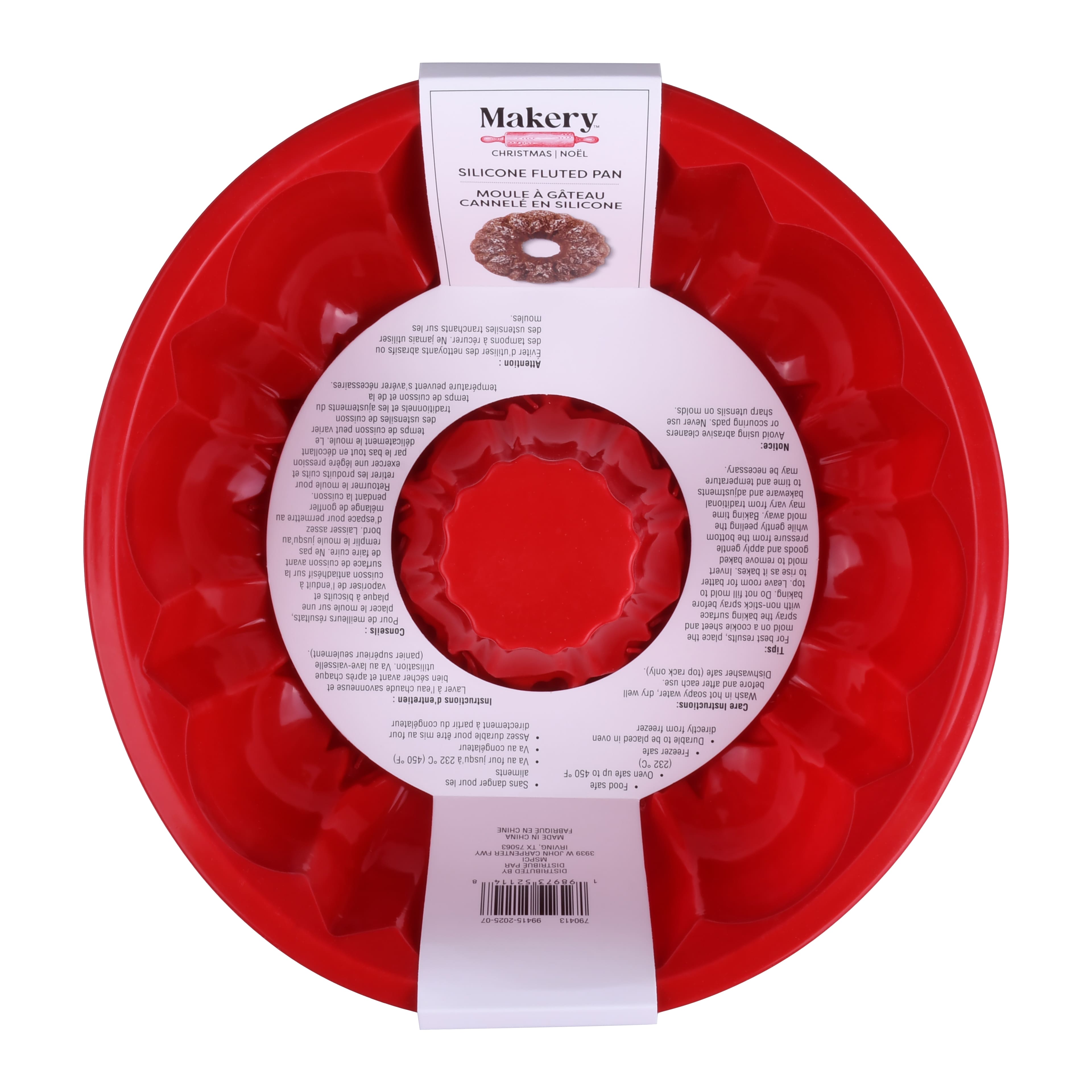 10&#x22; Christmas Bundt Silicone Fluted Pan by Makery&#x2122;