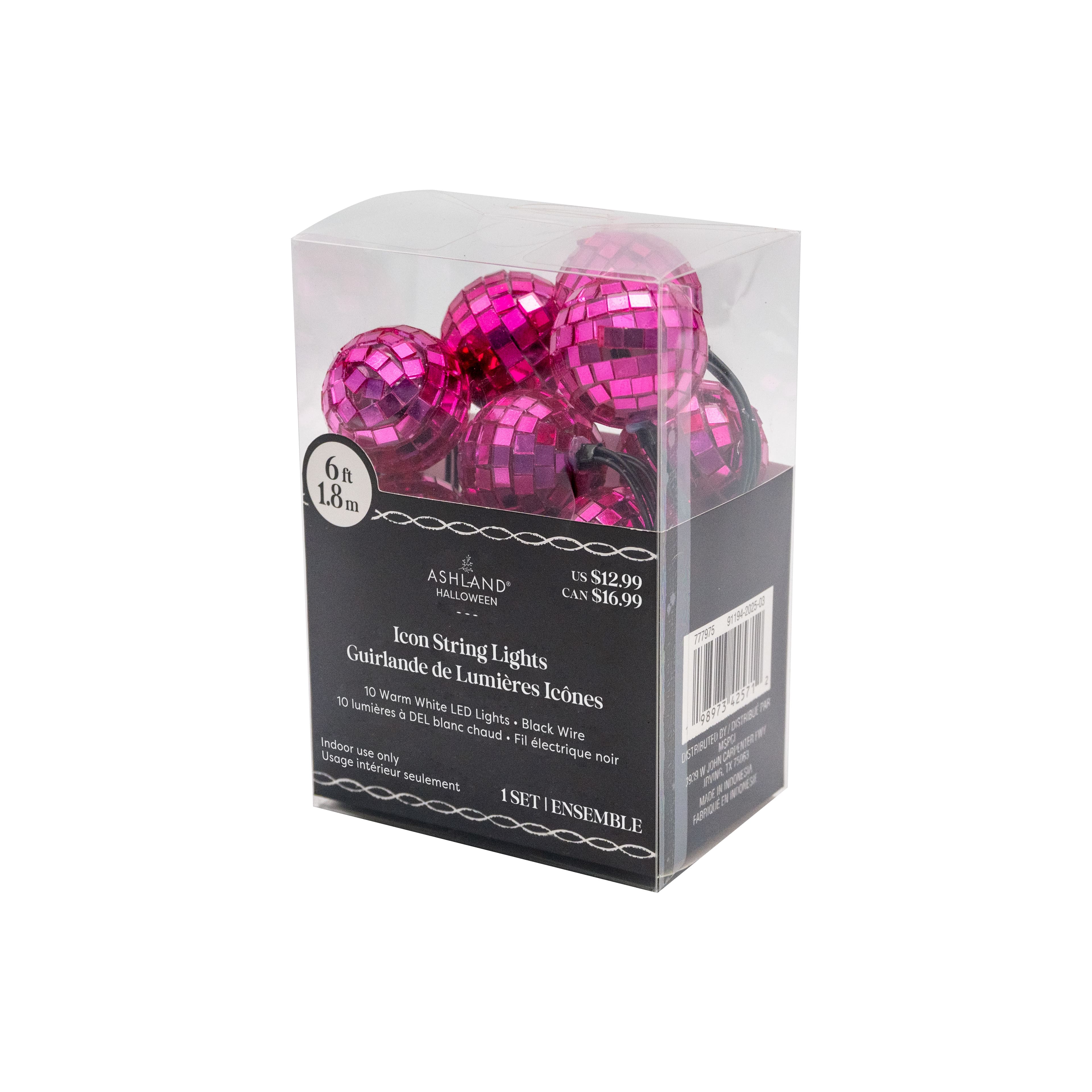 10ct. Warm White LED Pink Disco Ball Icon String Lights by Ashland&#xAE;