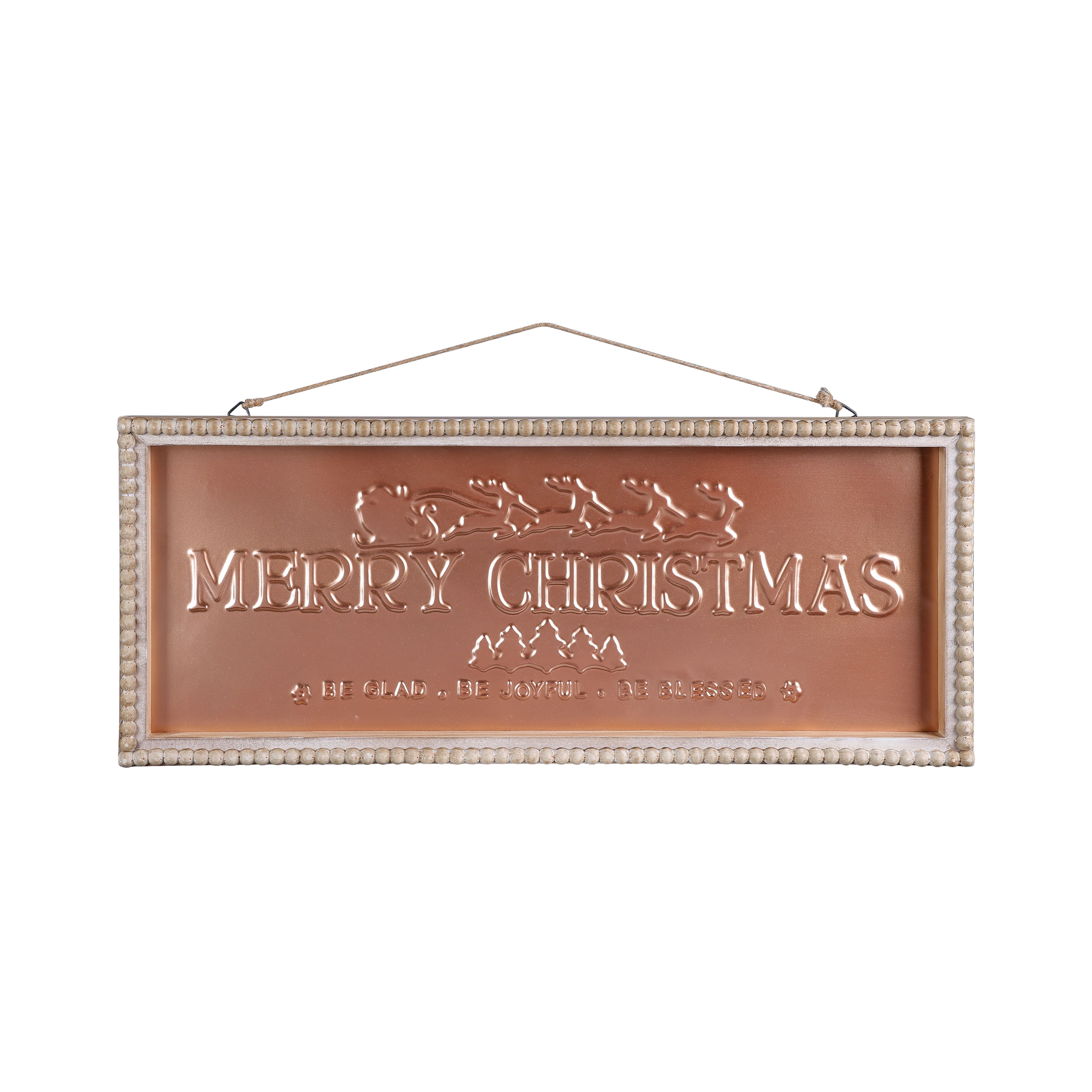 19.75&#x22; Merry Christmas Metal Wall D&#xE9;cor in Beaded Frame by Ashland&#xAE;