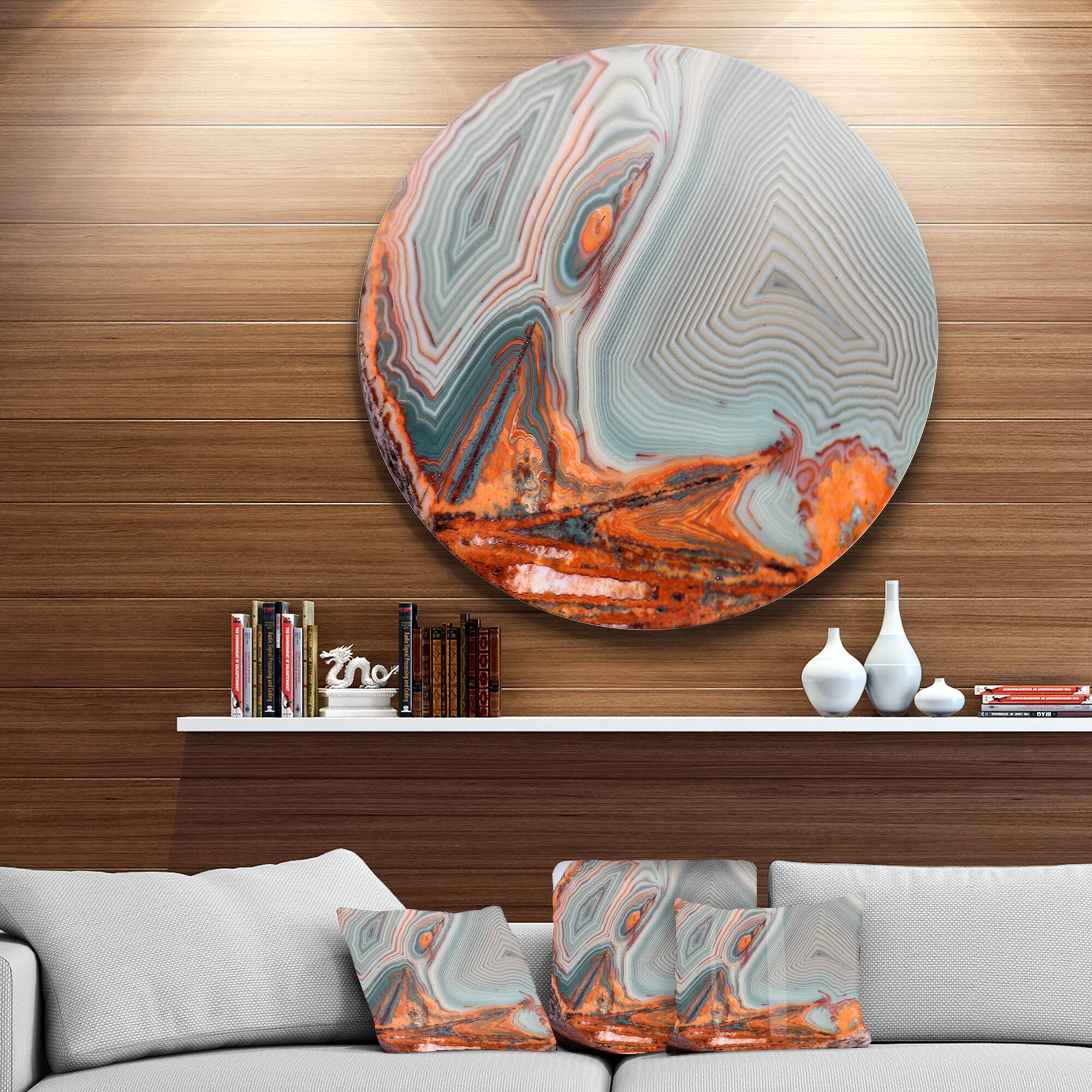 Designart - Beautiful Lake Superior Agate' Disc Abstract Metal Circle Wall Art