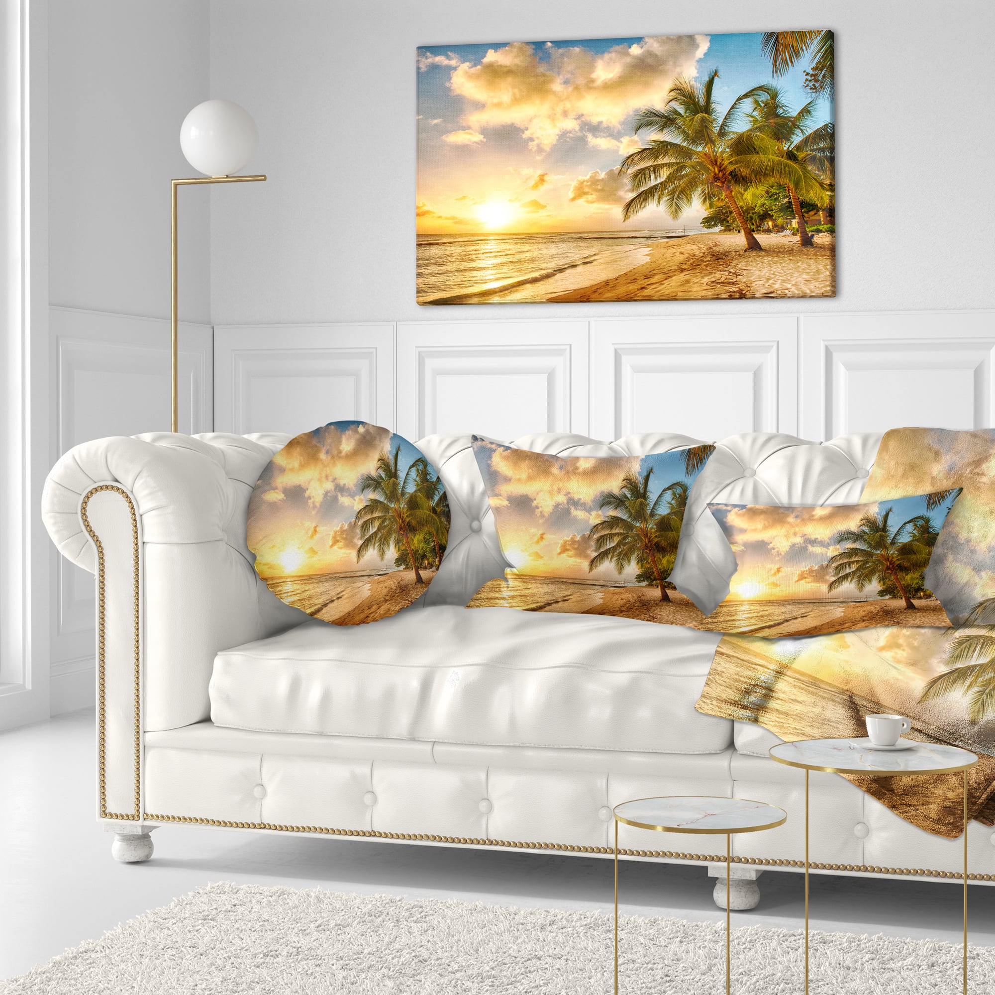 Designart - Gorgeous Beach of Island Barbados - Modern Seascape Canvas Artwork