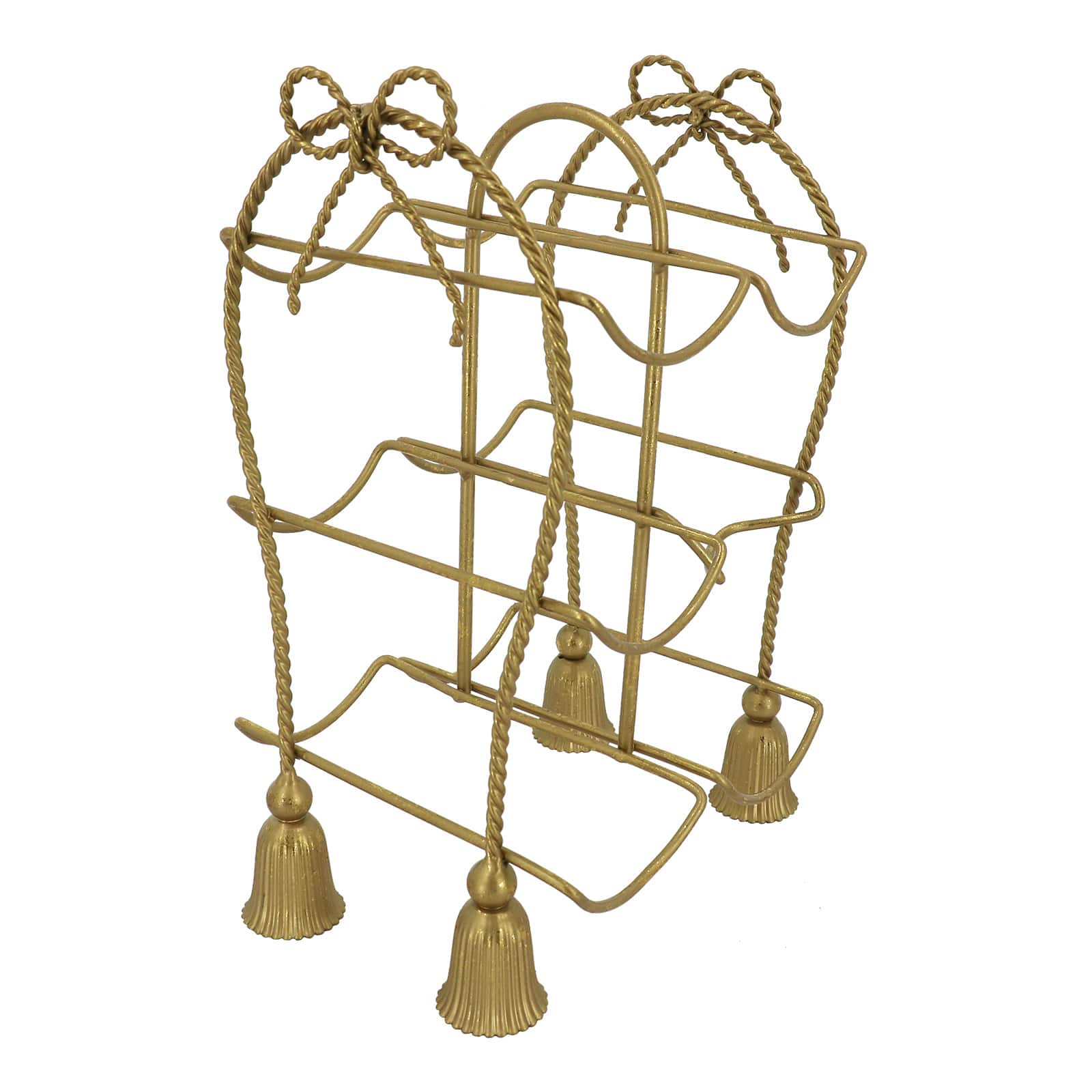 13&#x22; Gold Bow &#x26; Tassel Tabletop Metal Bottle Holder by Ashland&#xAE;