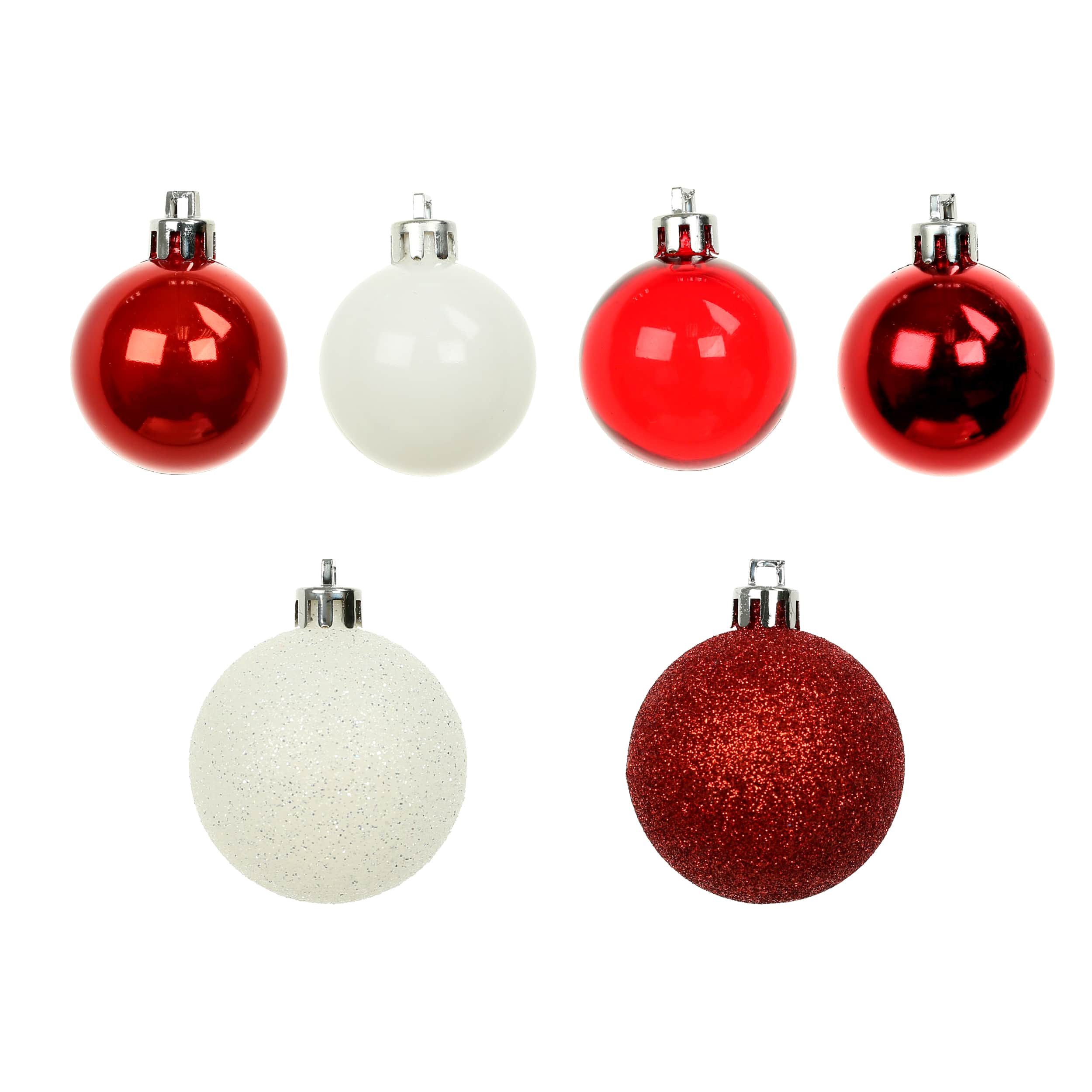 80 Pack Red &#x26; White Shatterproof Ball Ornaments by Ashland&#xAE;