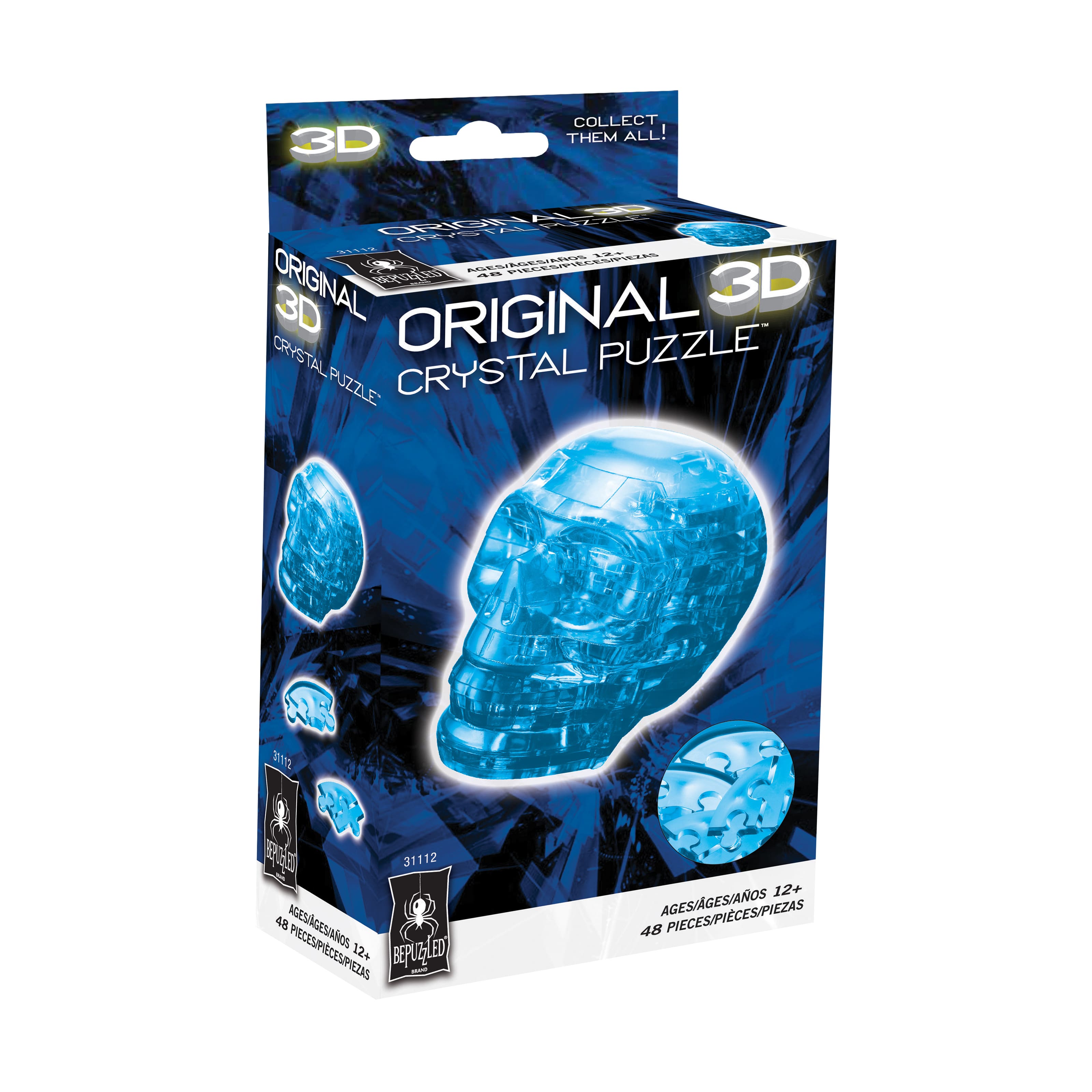 3D Crystal Puzzle - Skull (Blue): 48 Pcs