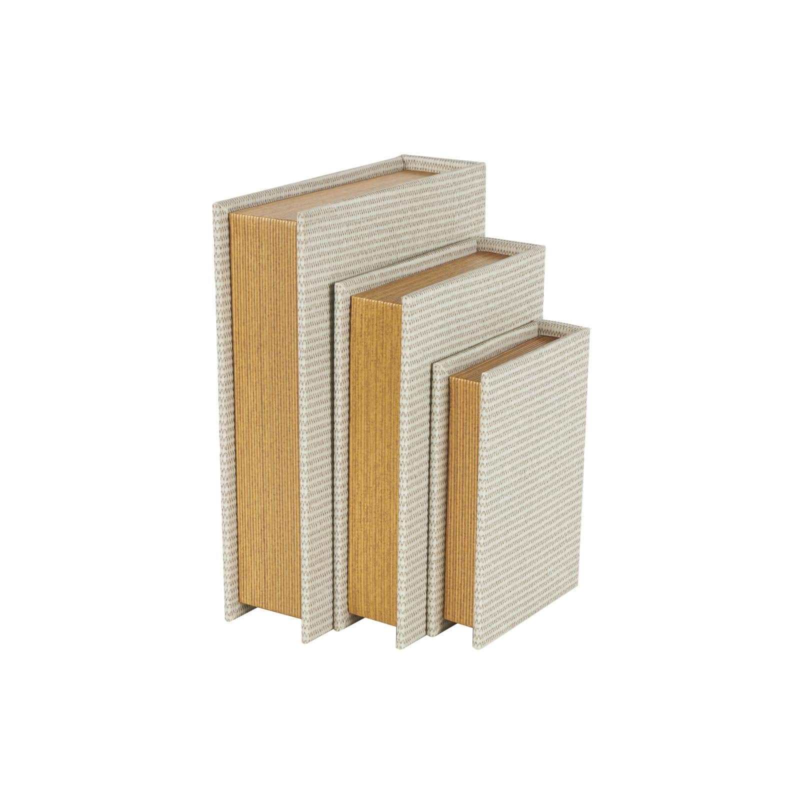 Faux Leather Geometric Woven Grid Book Storage Box Set